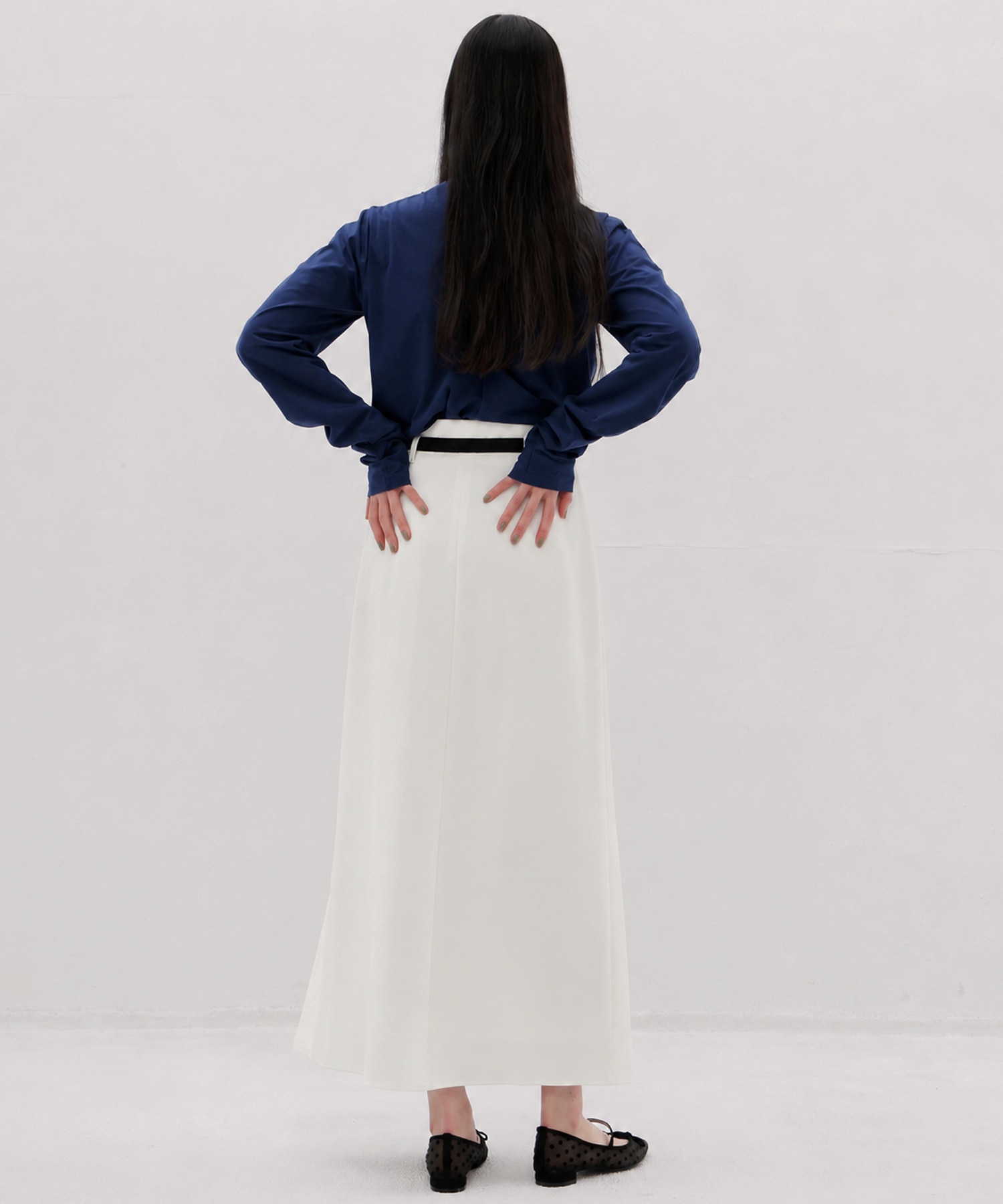 one pleats long skirt