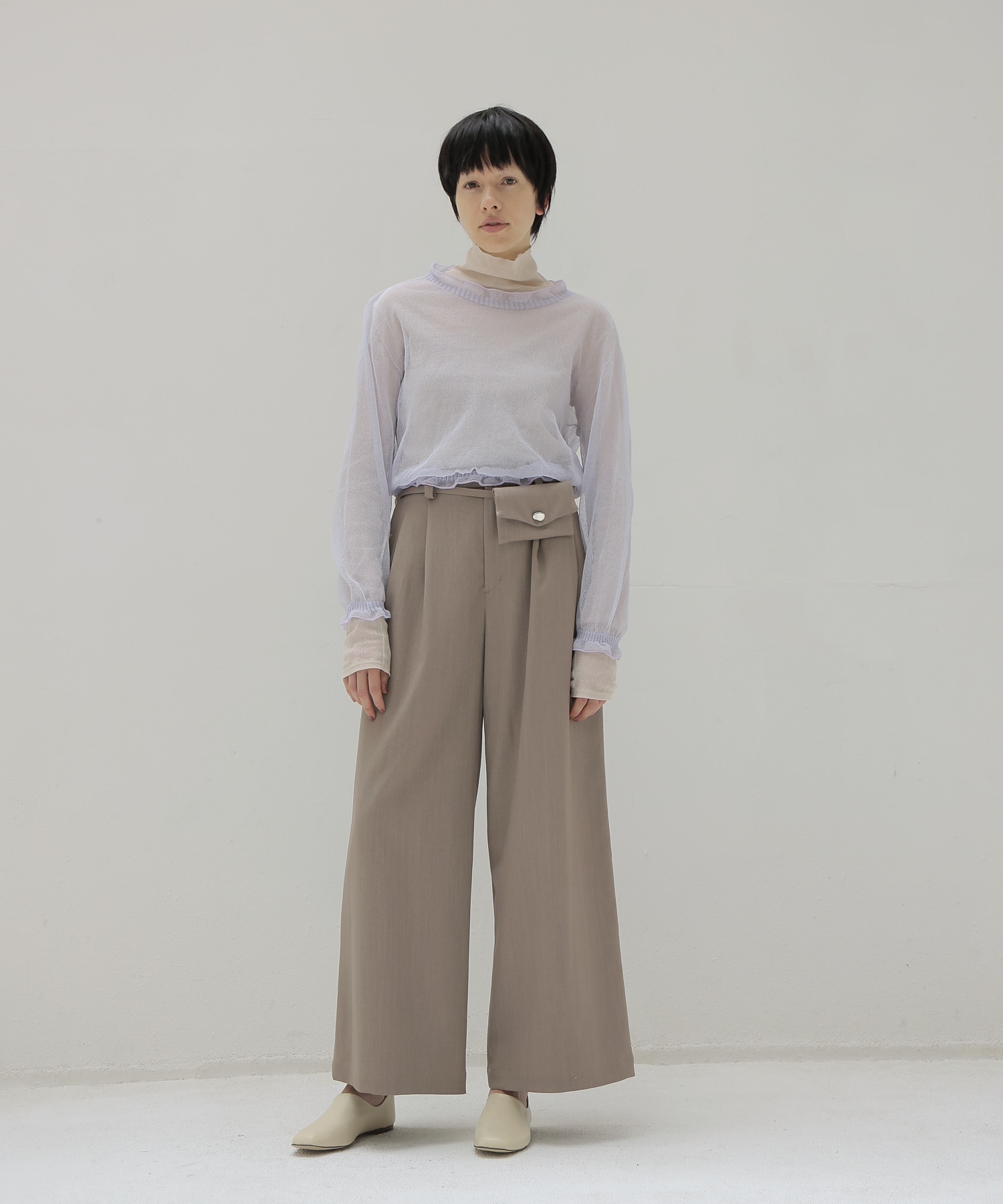 tulle high-neck pullover