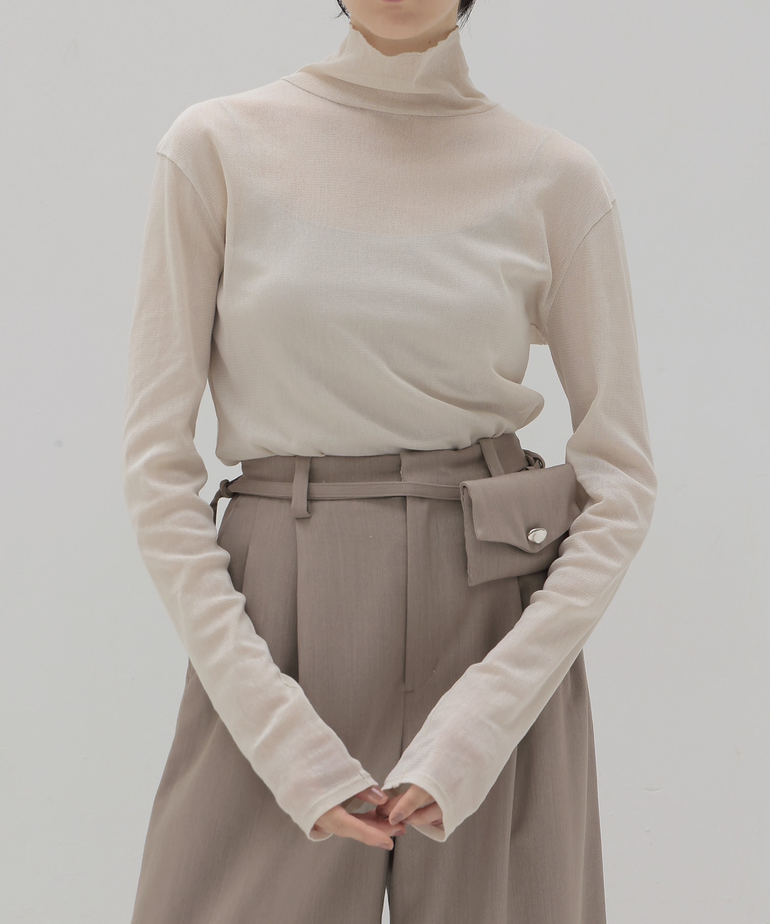 tulle high-neck pullover