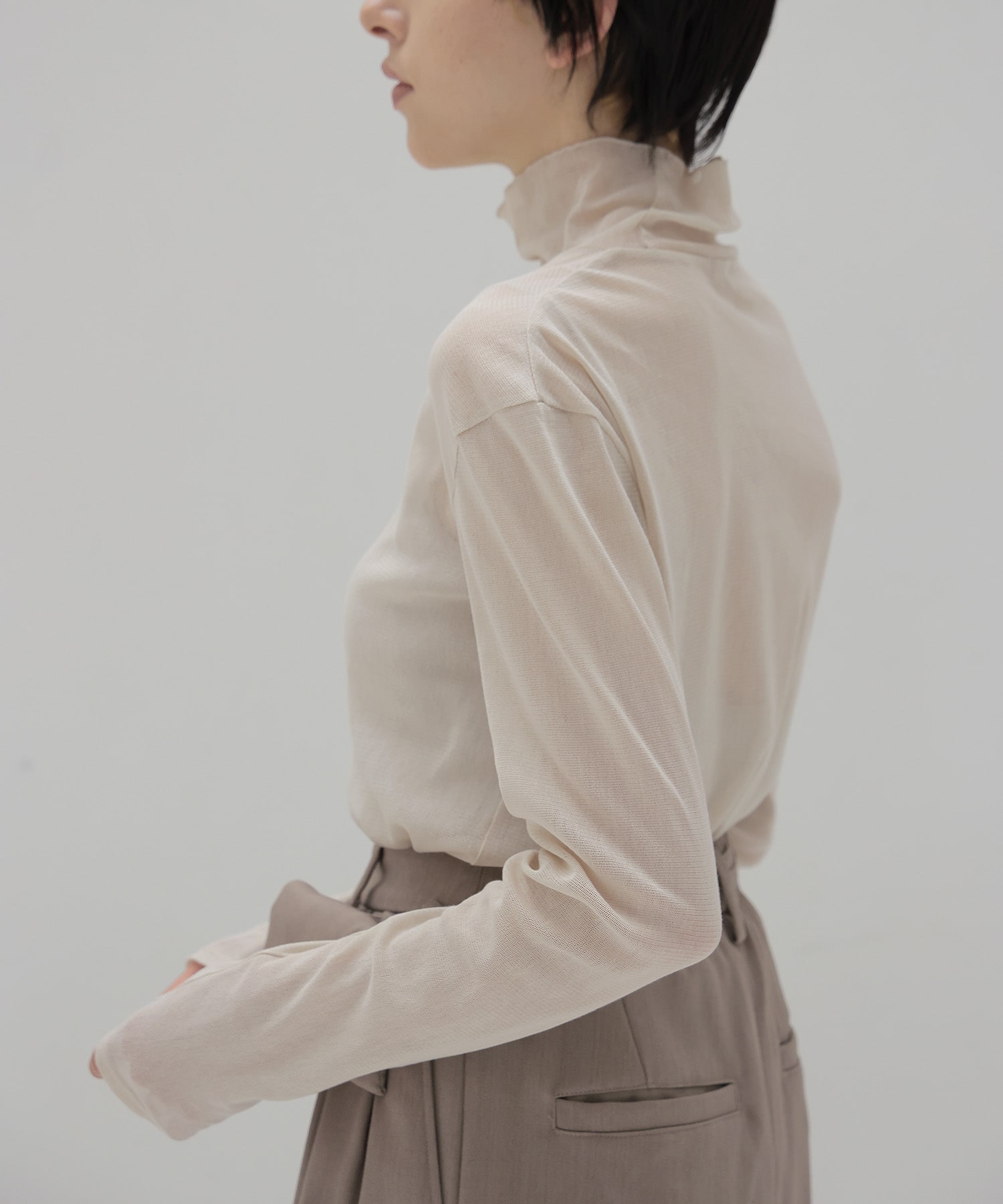 tulle high-neck pullover