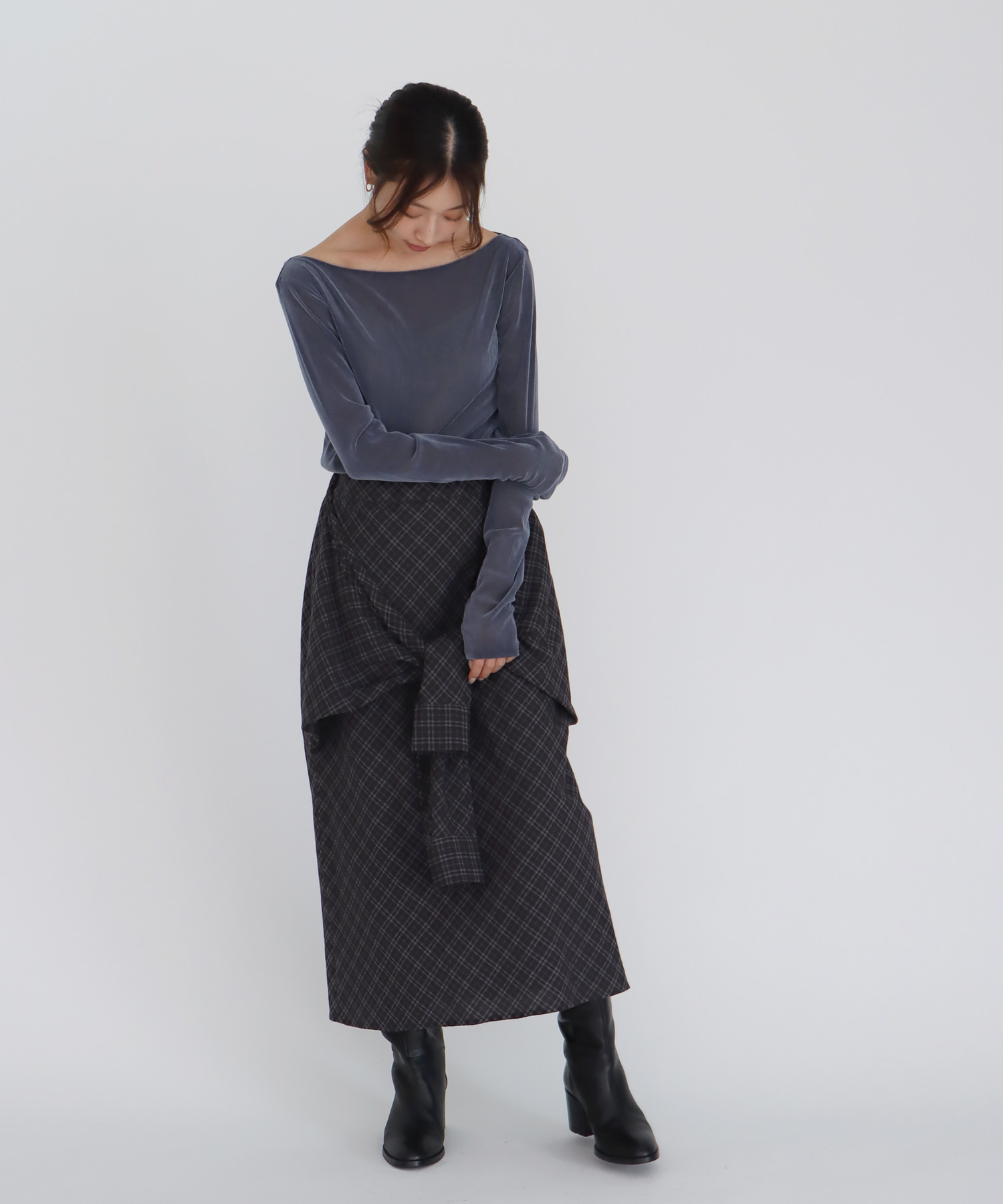 nylon tulle flocky boatneck pull