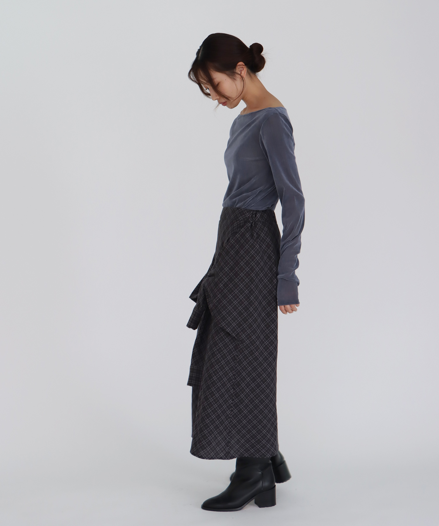 nylon tulle flocky boatneck pull