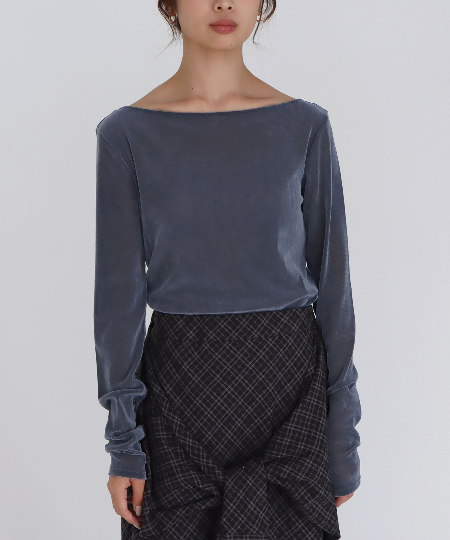 nylon tulle flocky boatneck pull