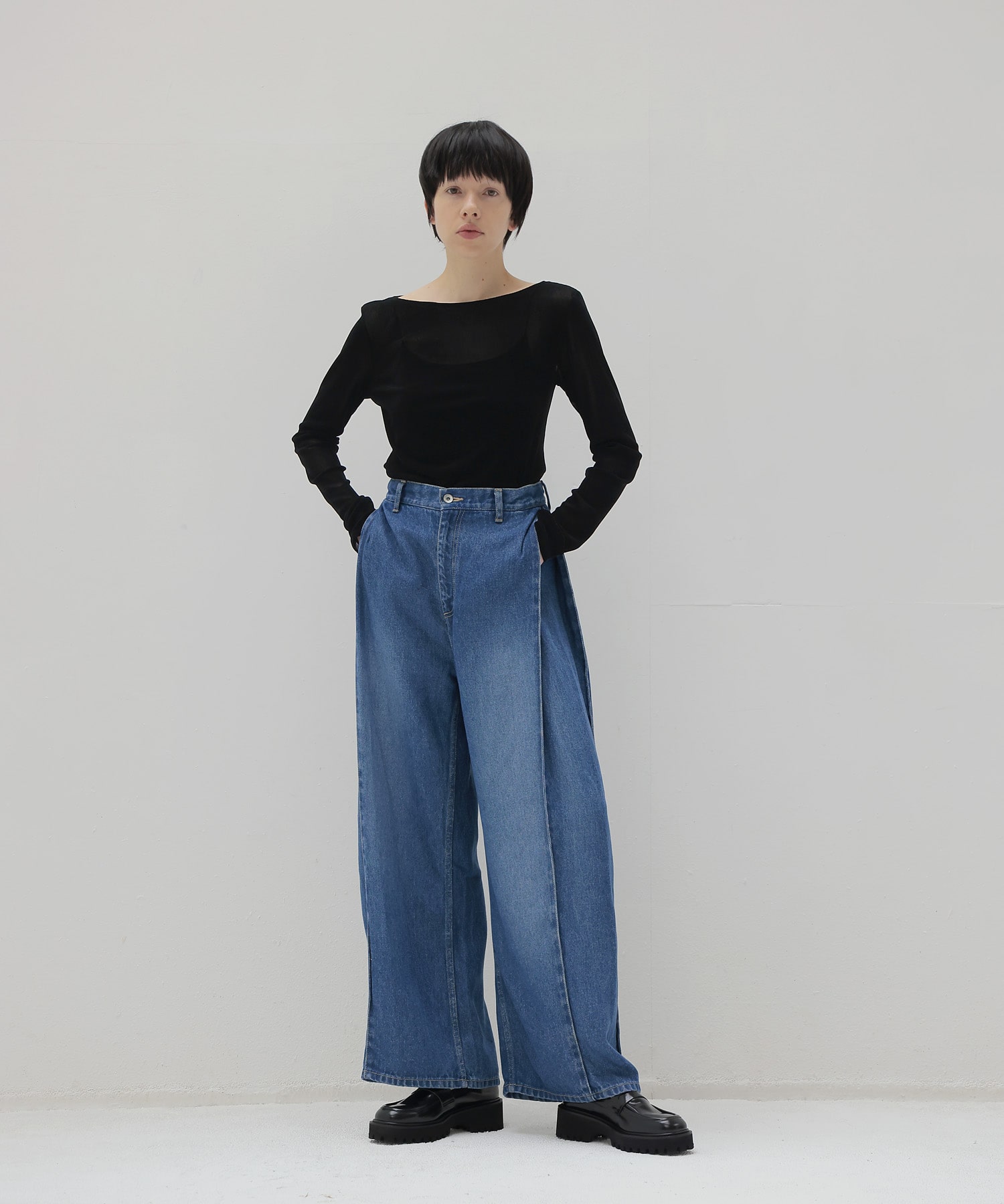 nylon tulle flocky boatneck pull