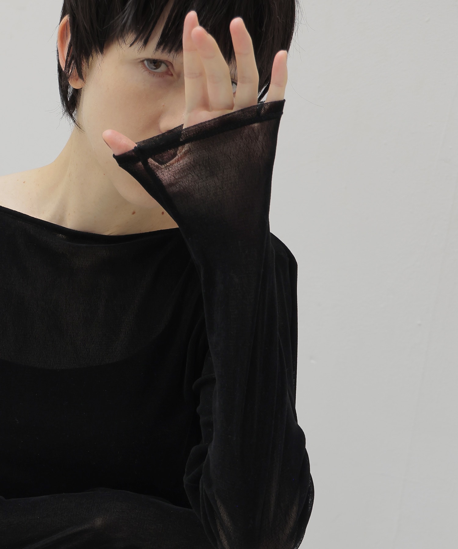 nylon tulle flocky boatneck pull