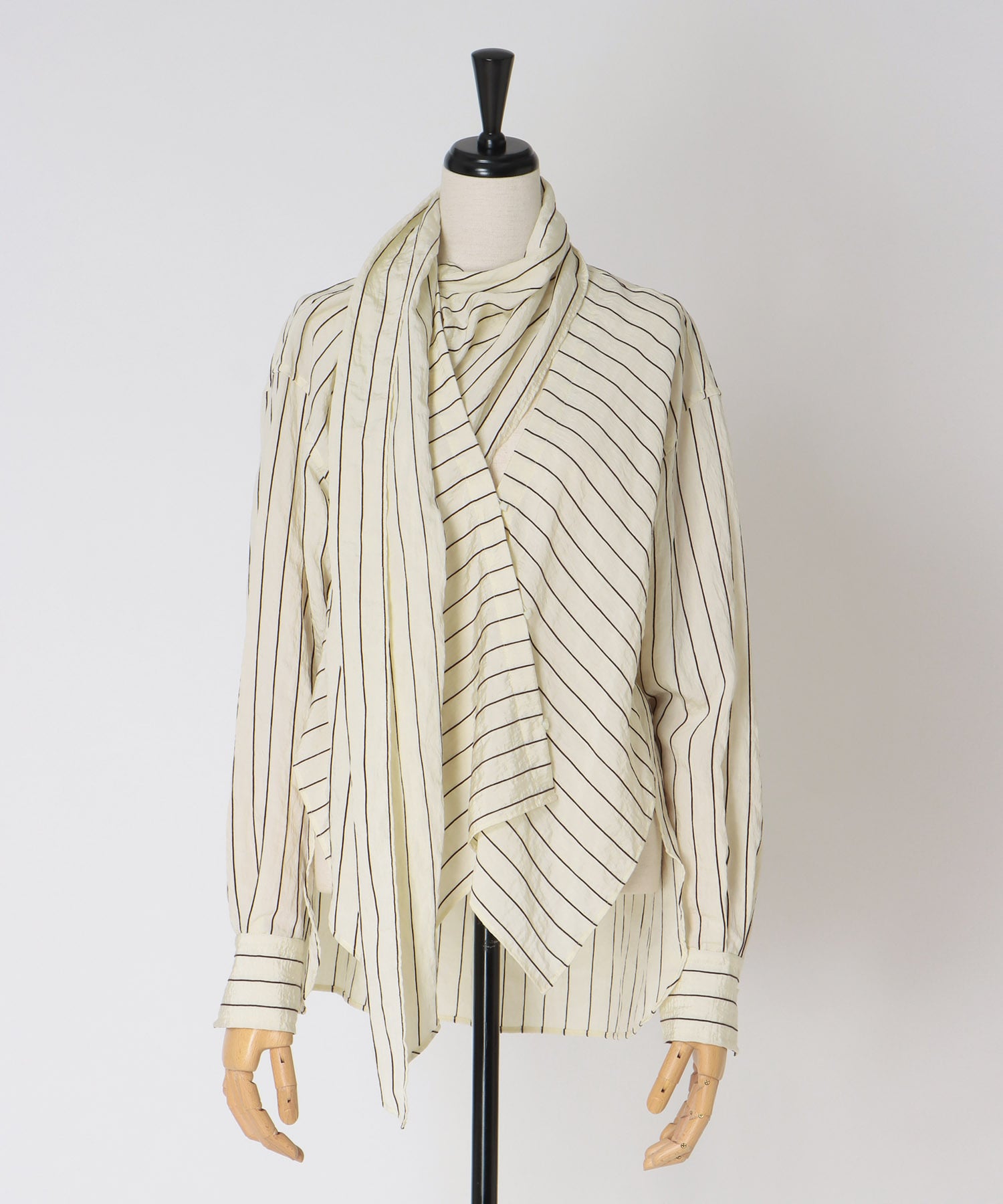 chenille stripe bow blouse