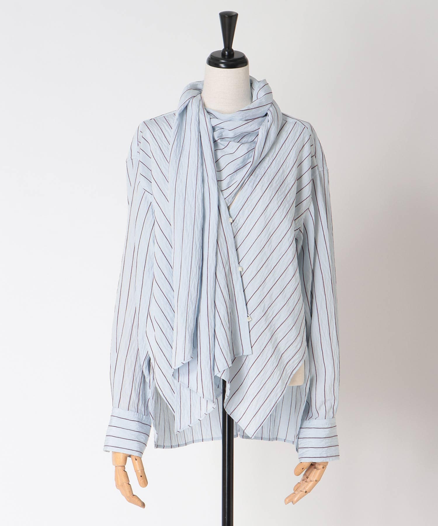 chenille stripe bow blouse