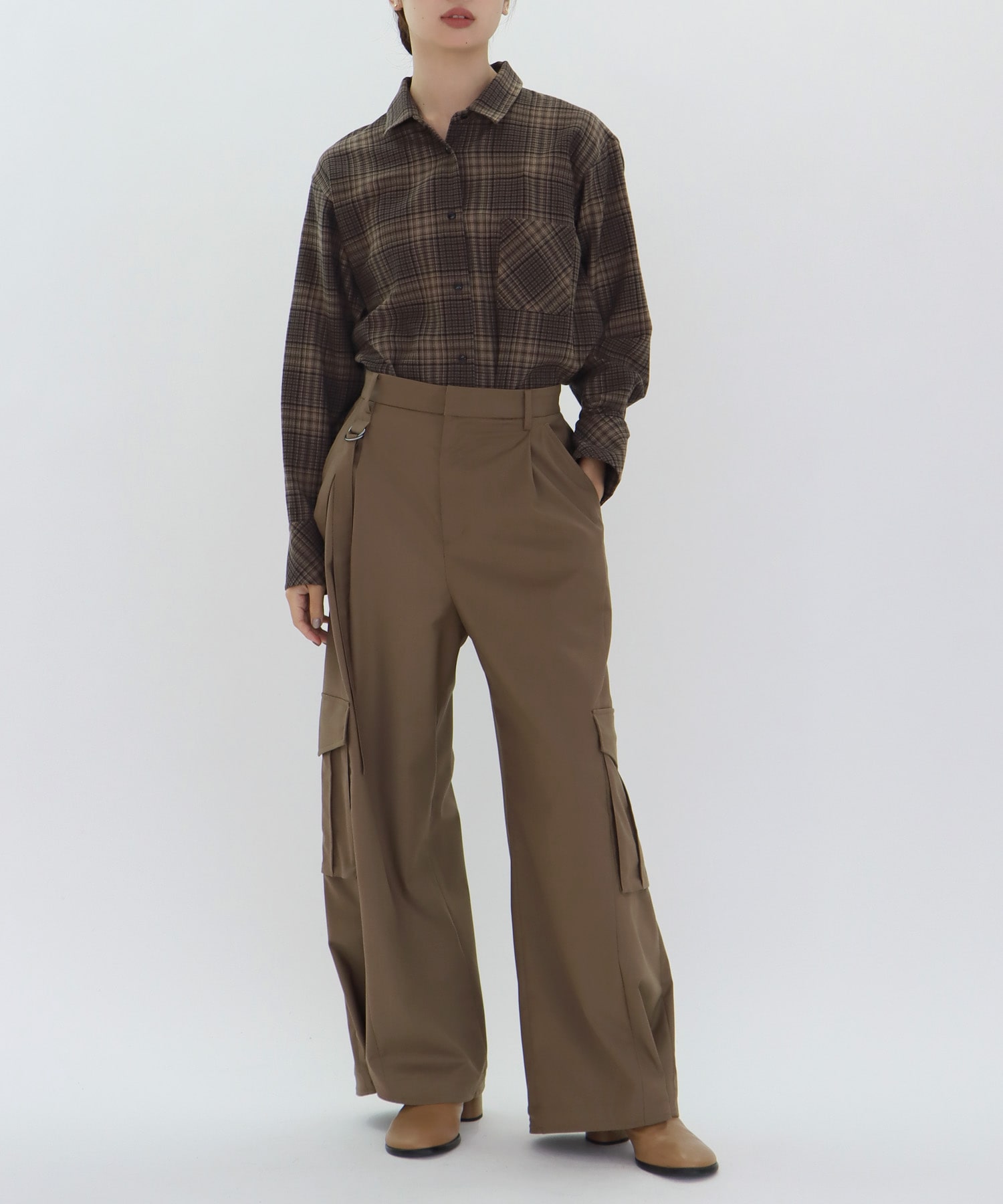 wave hem check shirt