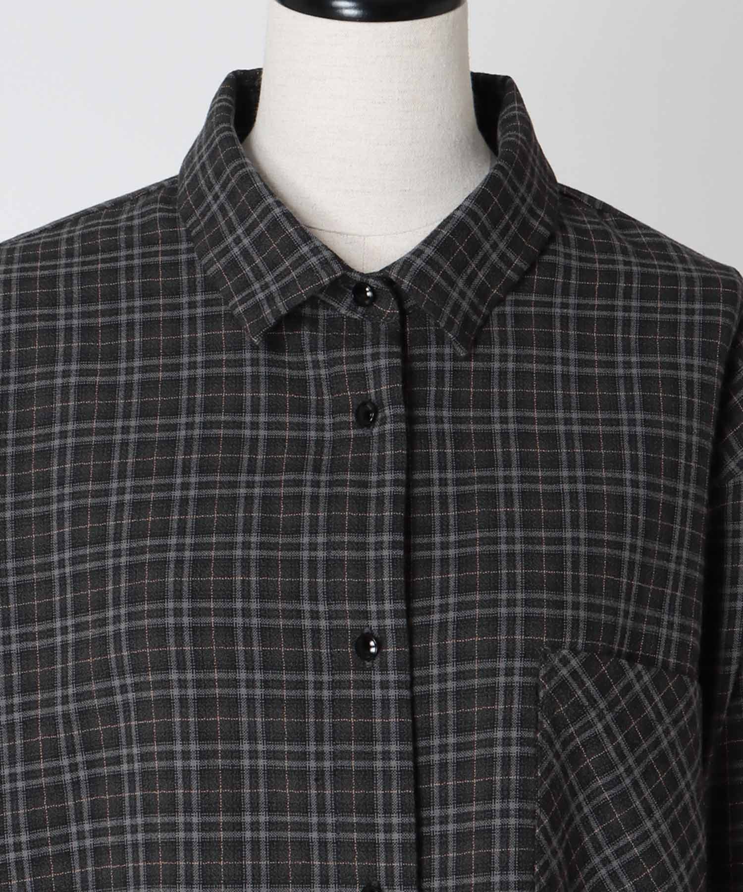 wave hem check shirt