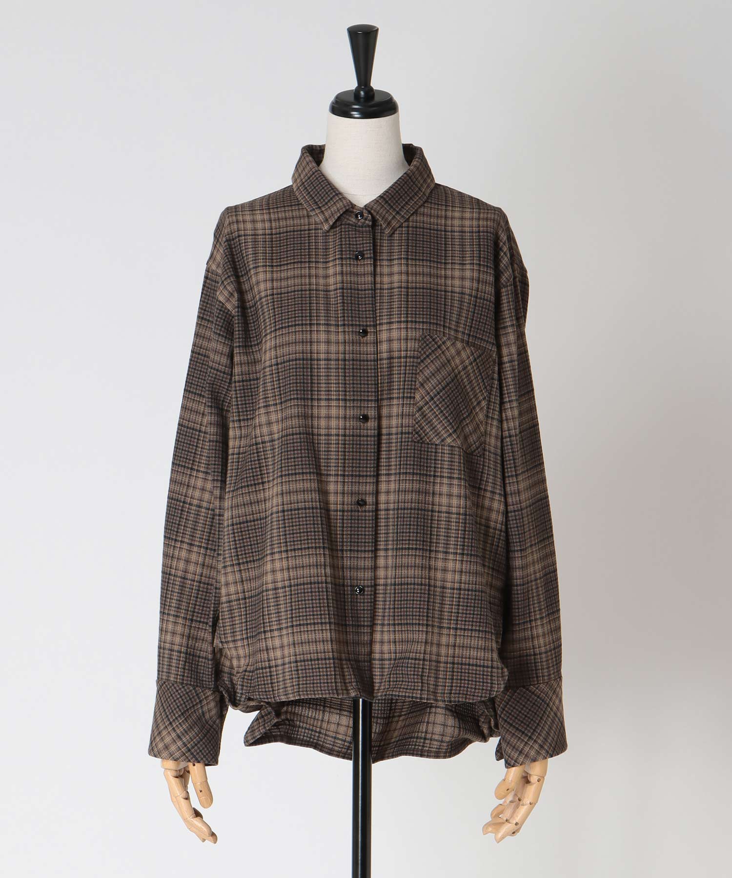 wave hem check shirt