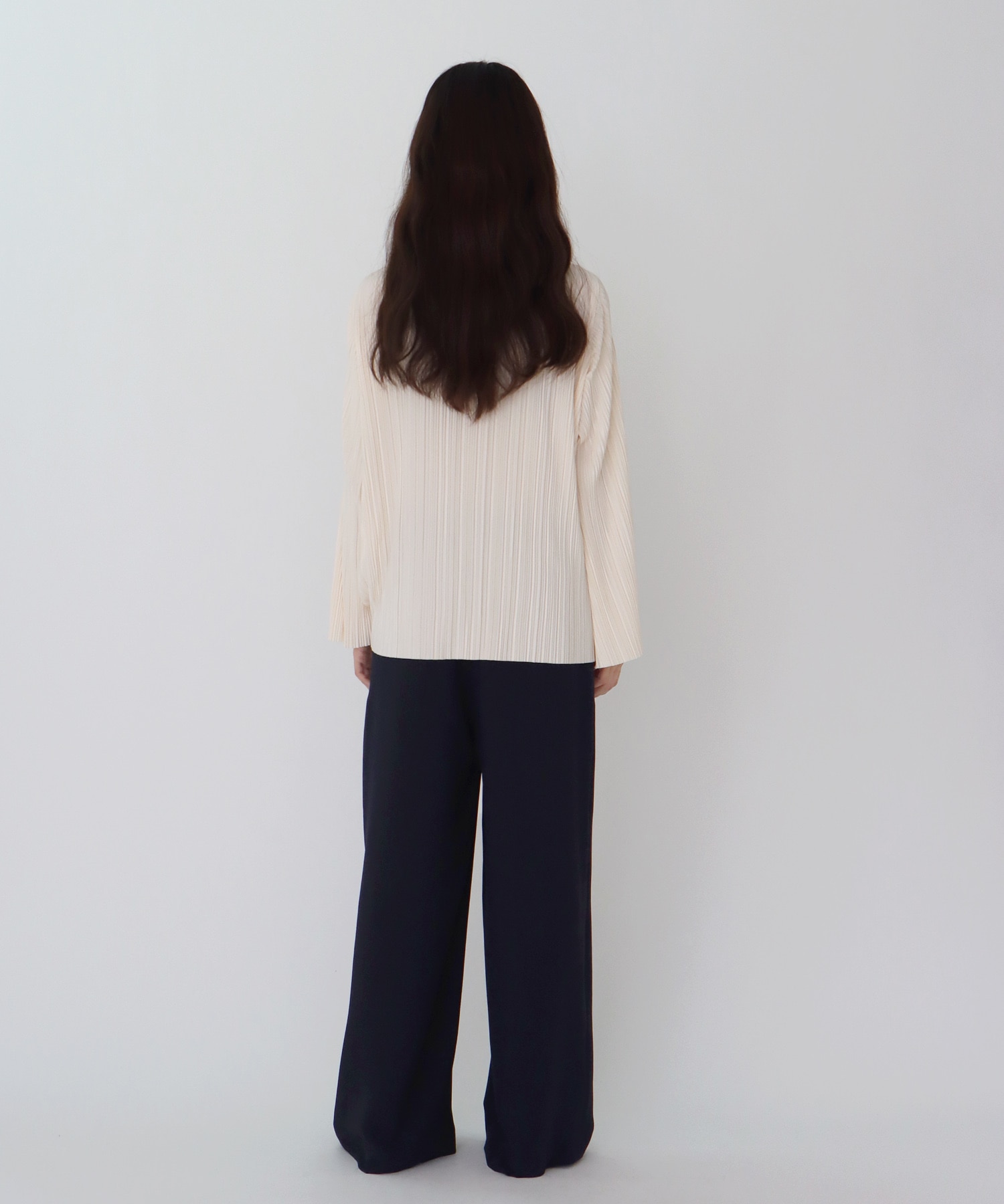 pleats funnel neck blouse