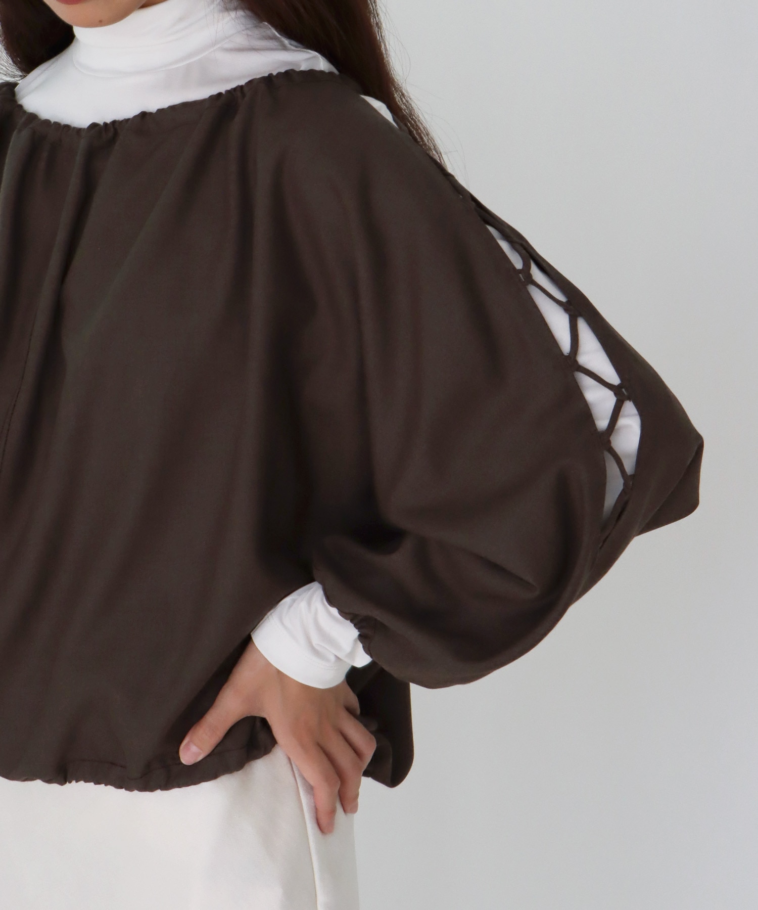 Zig-Zag lace up blouse