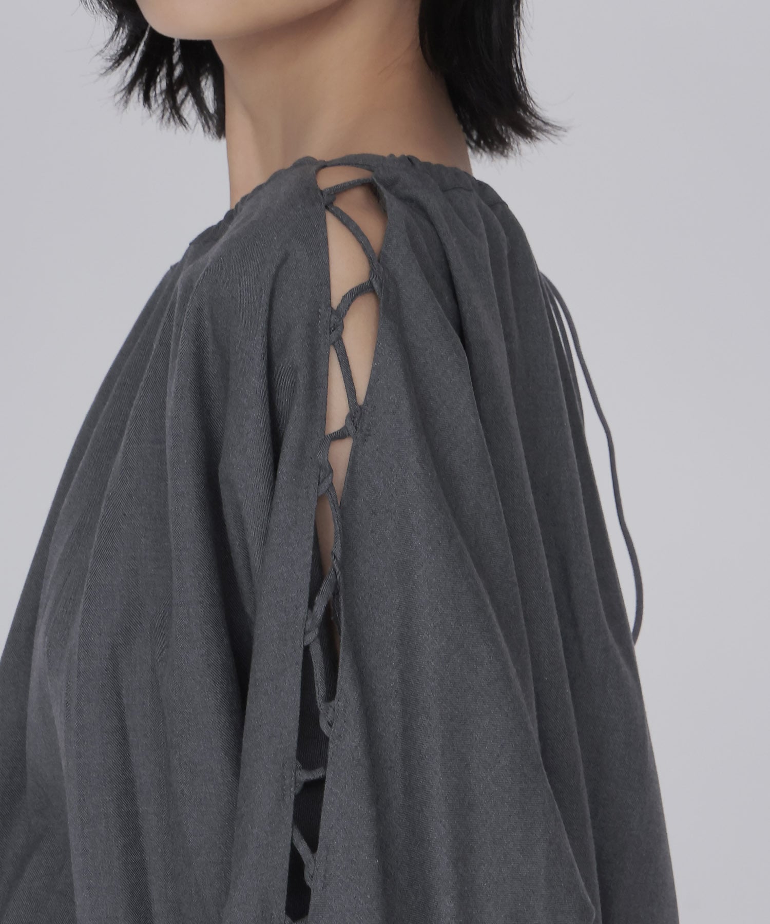 Zig-Zag lace up blouse