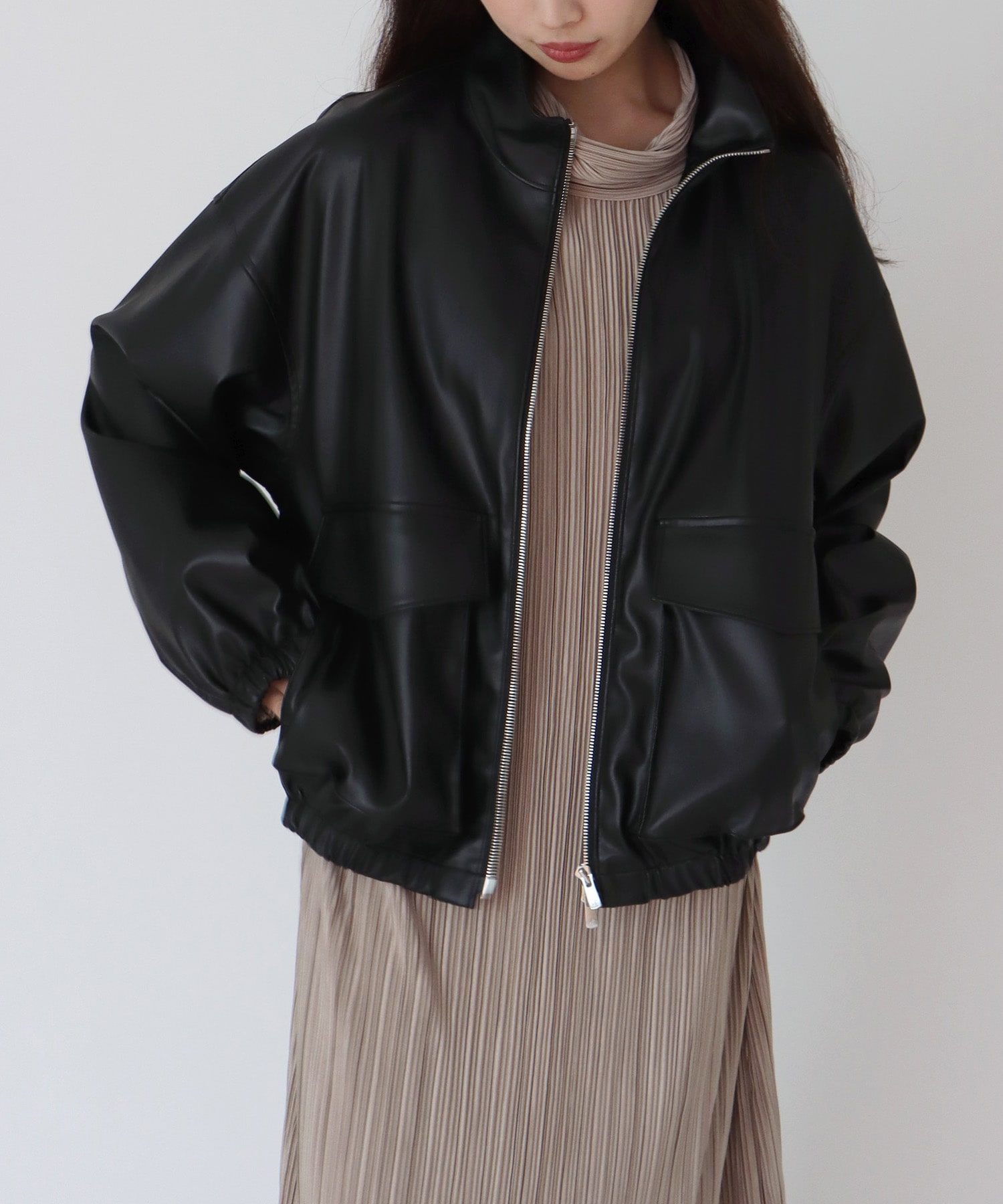 faux leather bomber jacket