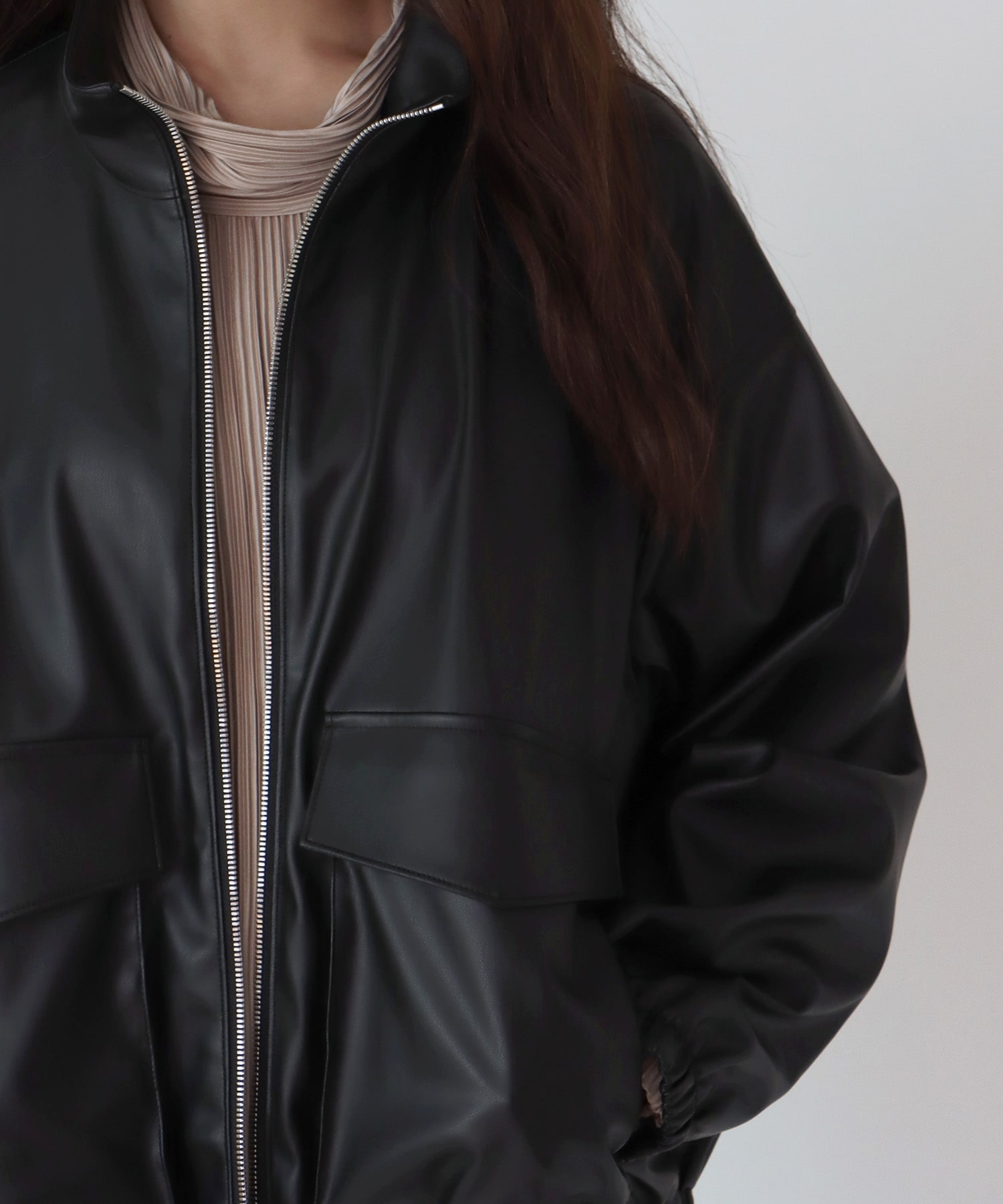 faux leather bomber jacket