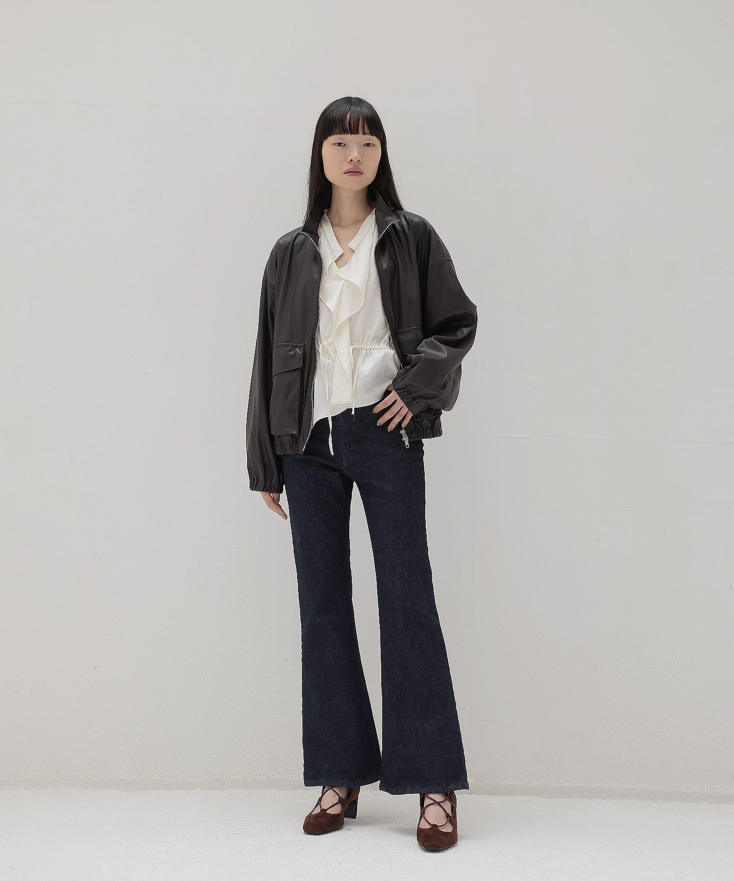 faux leather bomber jacket