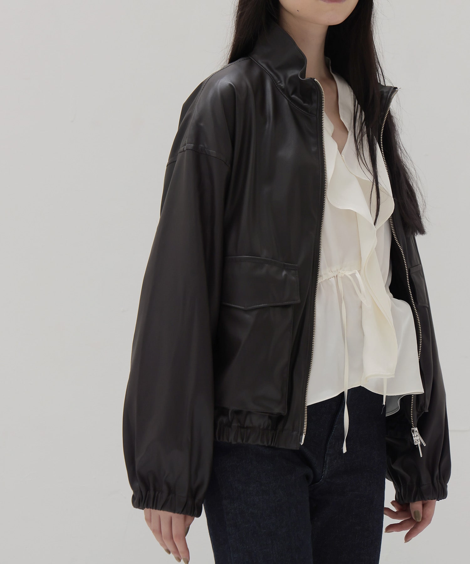 faux leather bomber jacket