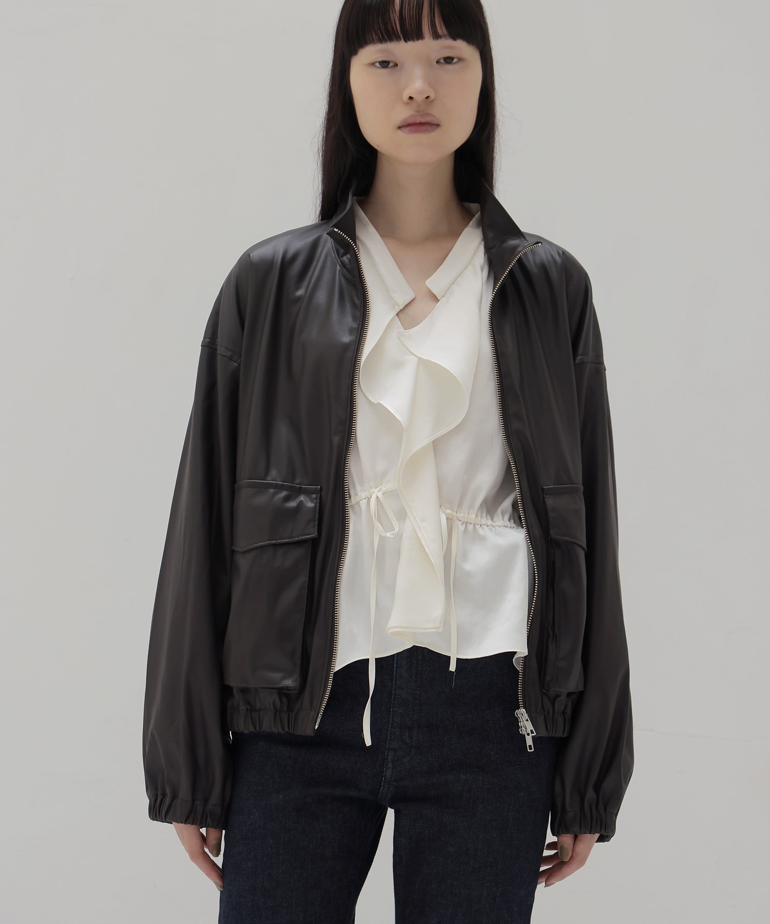 faux leather bomber jacket