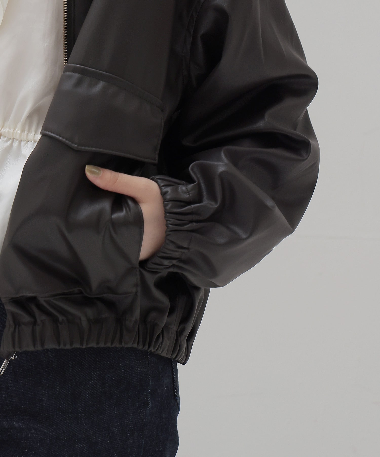 faux leather bomber jacket