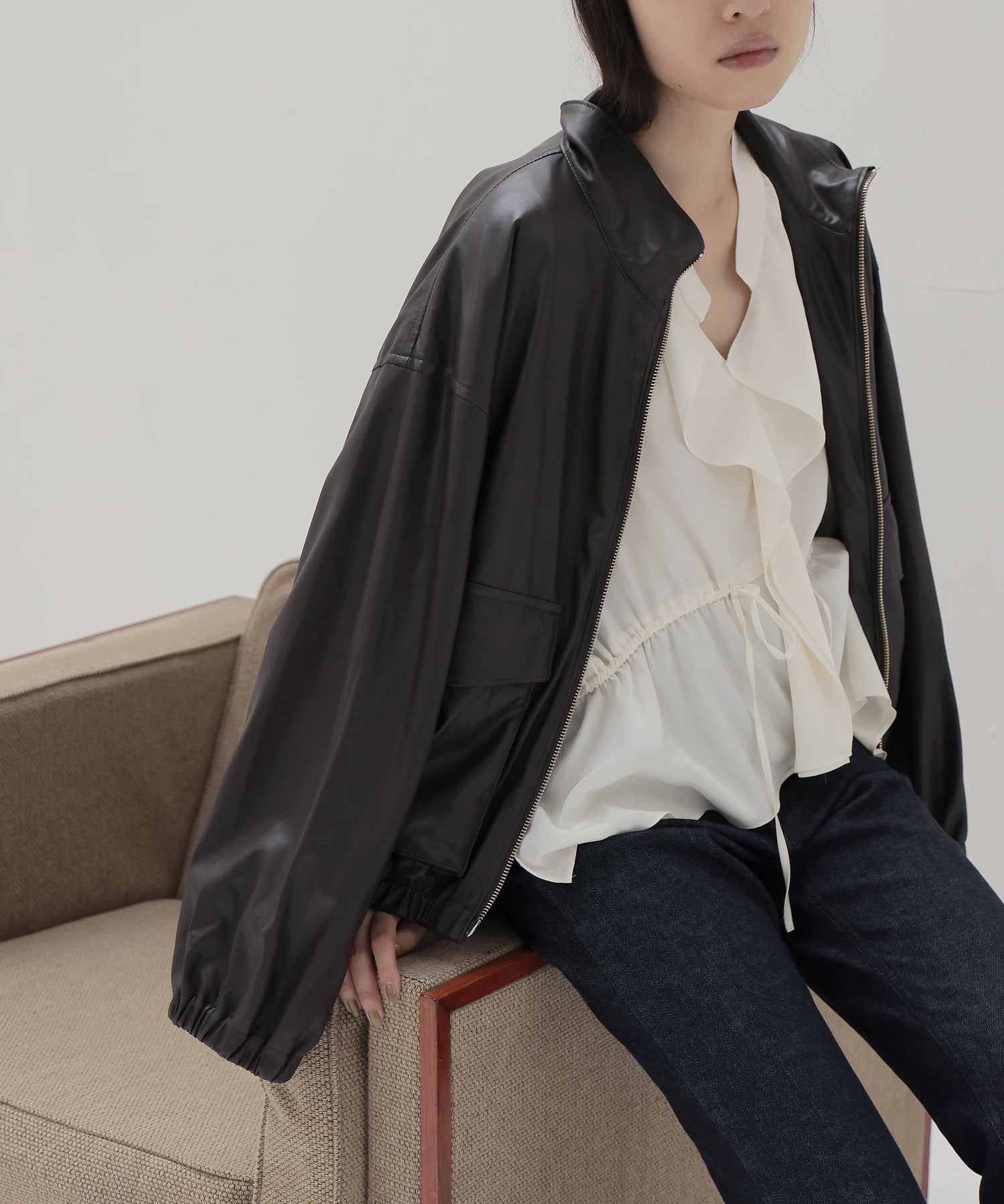 faux leather bomber jacket