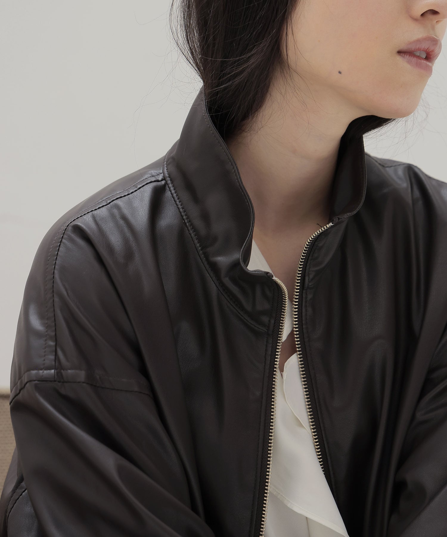 faux leather bomber jacket