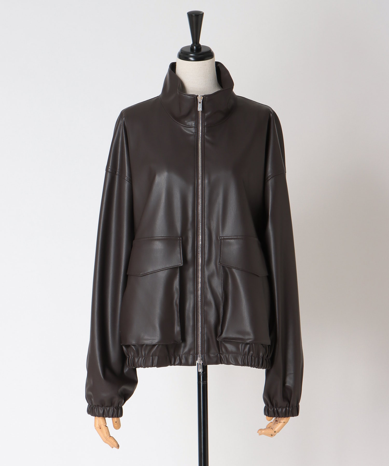 faux leather bomber jacket