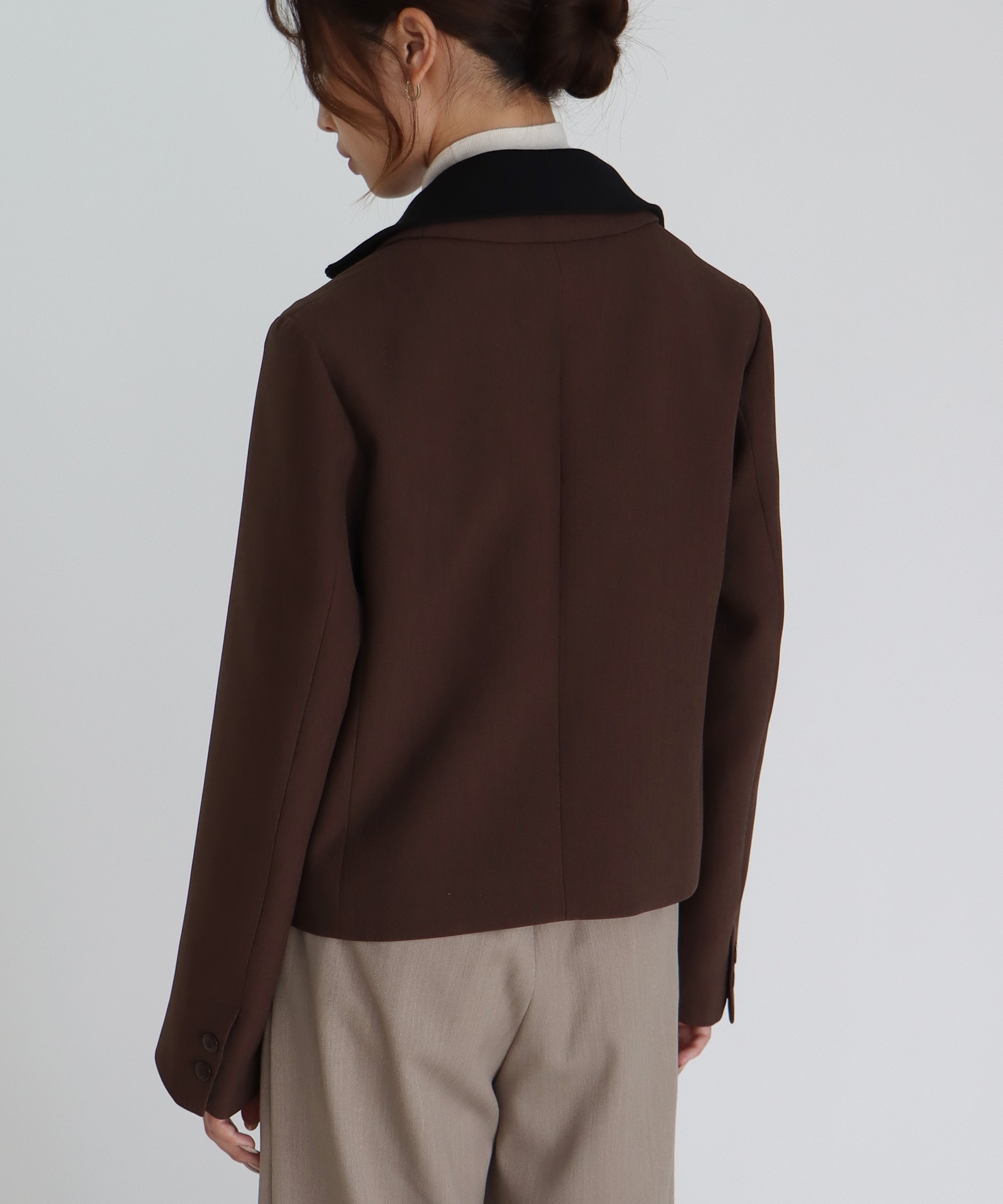 attachable knit collar short jacket