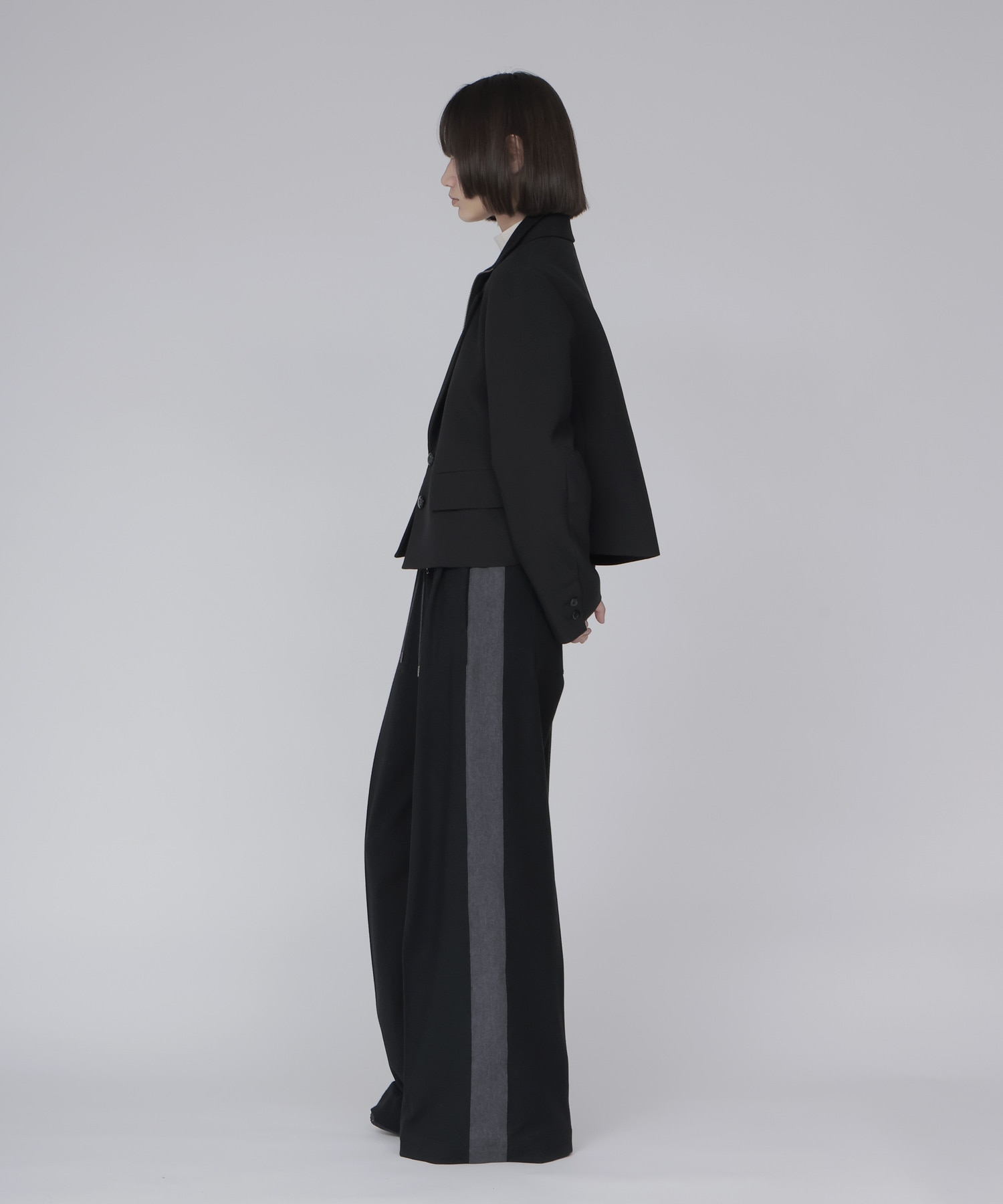 attachable knit collar short jacket