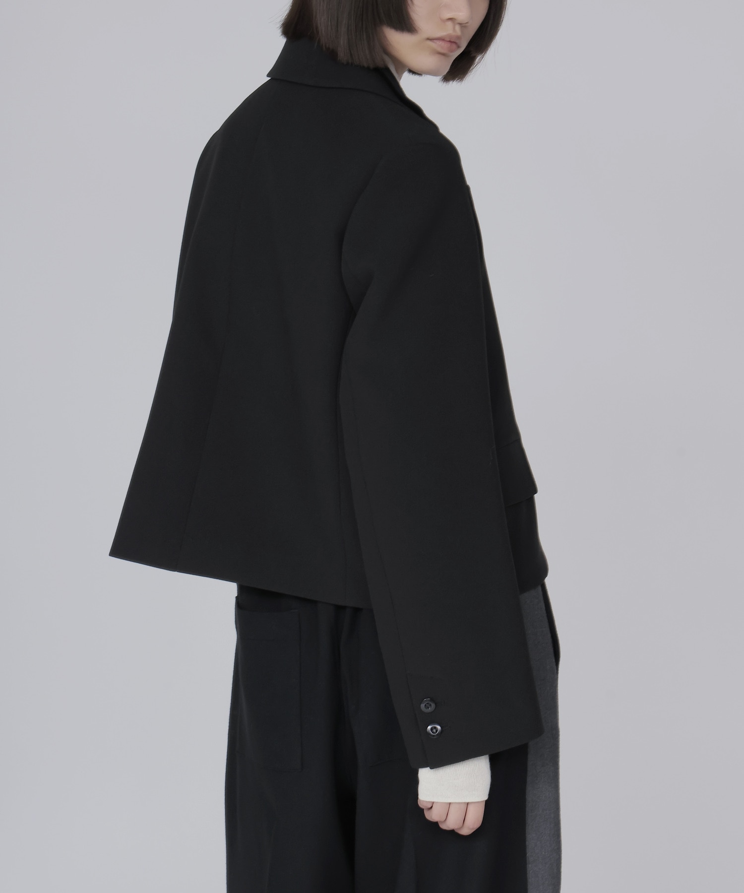 attachable knit collar short jacket