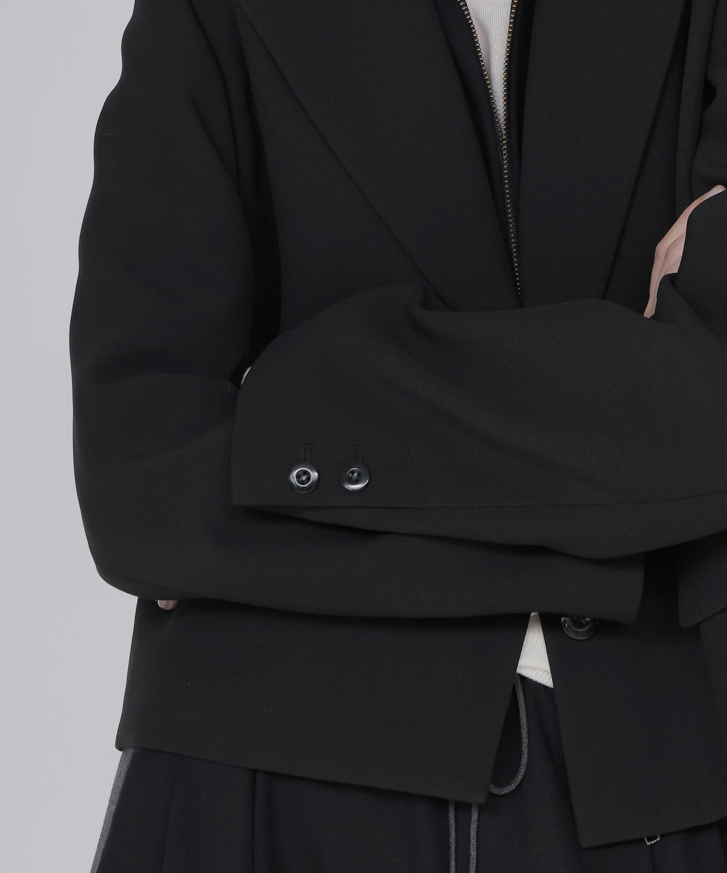 attachable knit collar short jacket