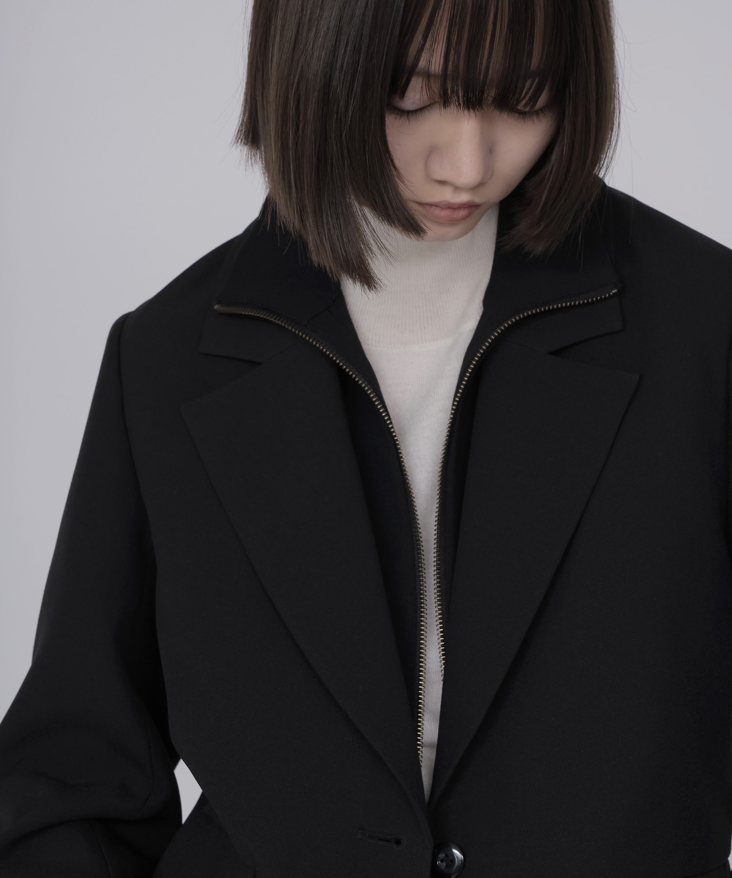 attachable knit collar short jacket