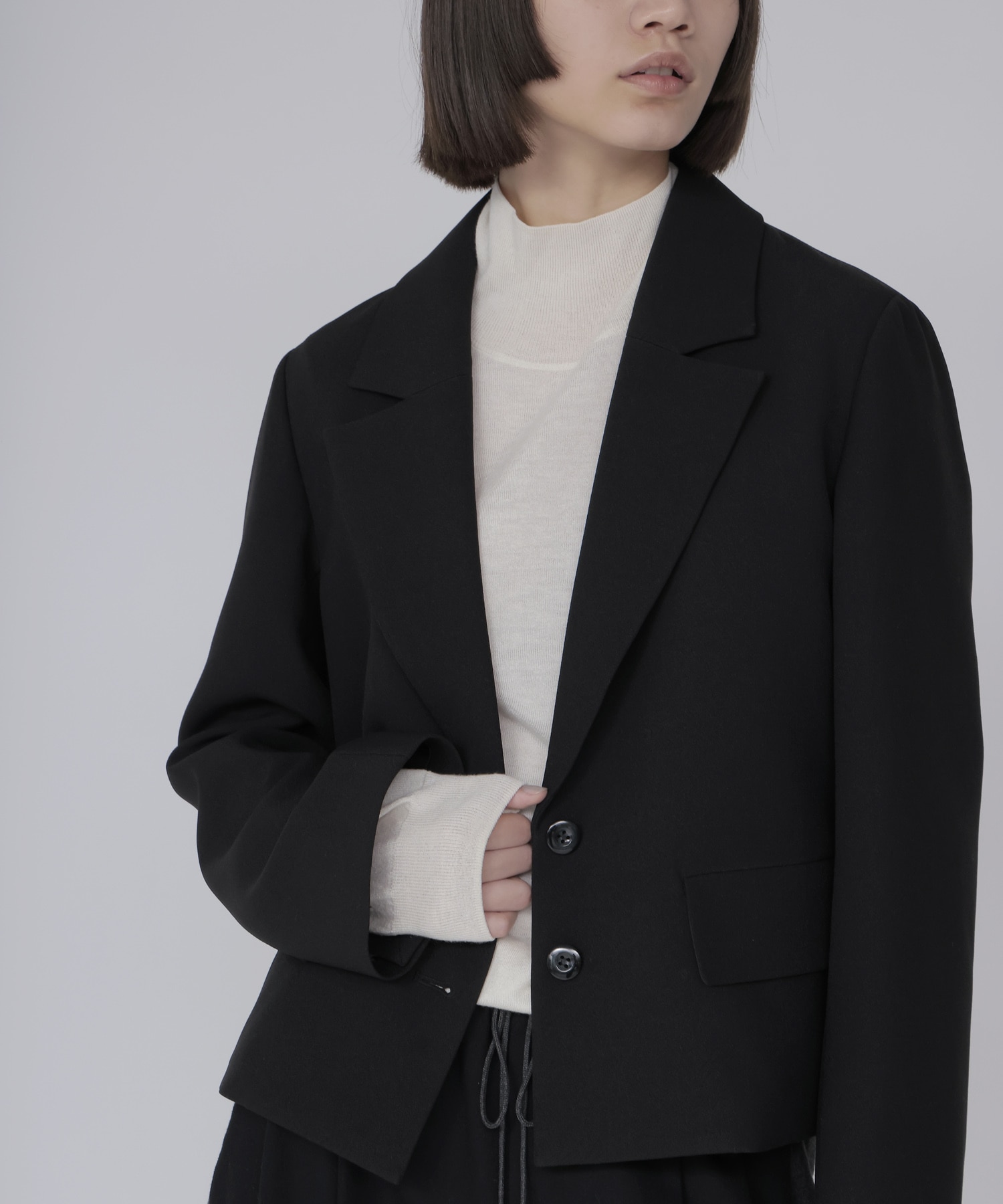 attachable knit collar short jacket