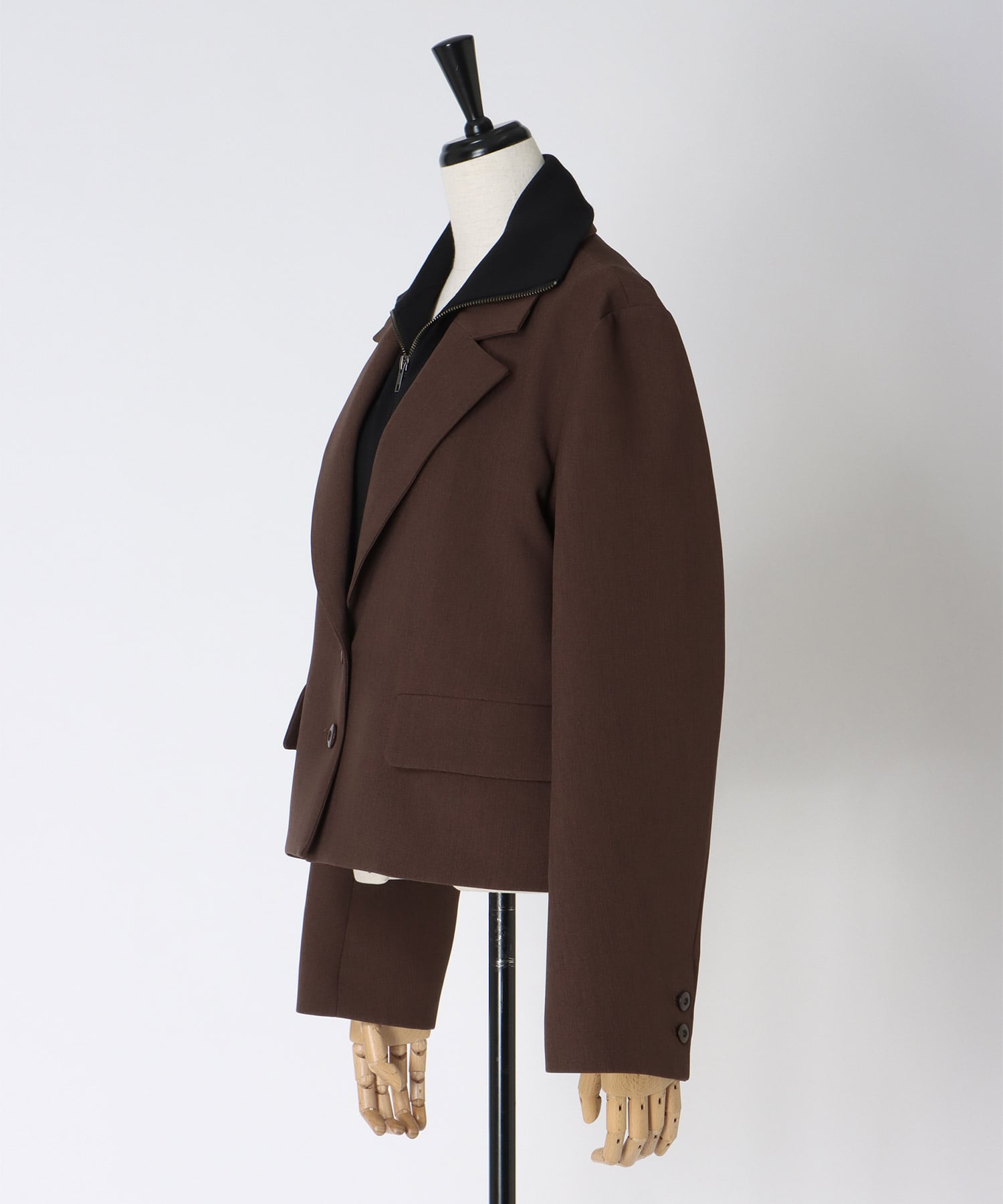 attachable knit collar short jacket