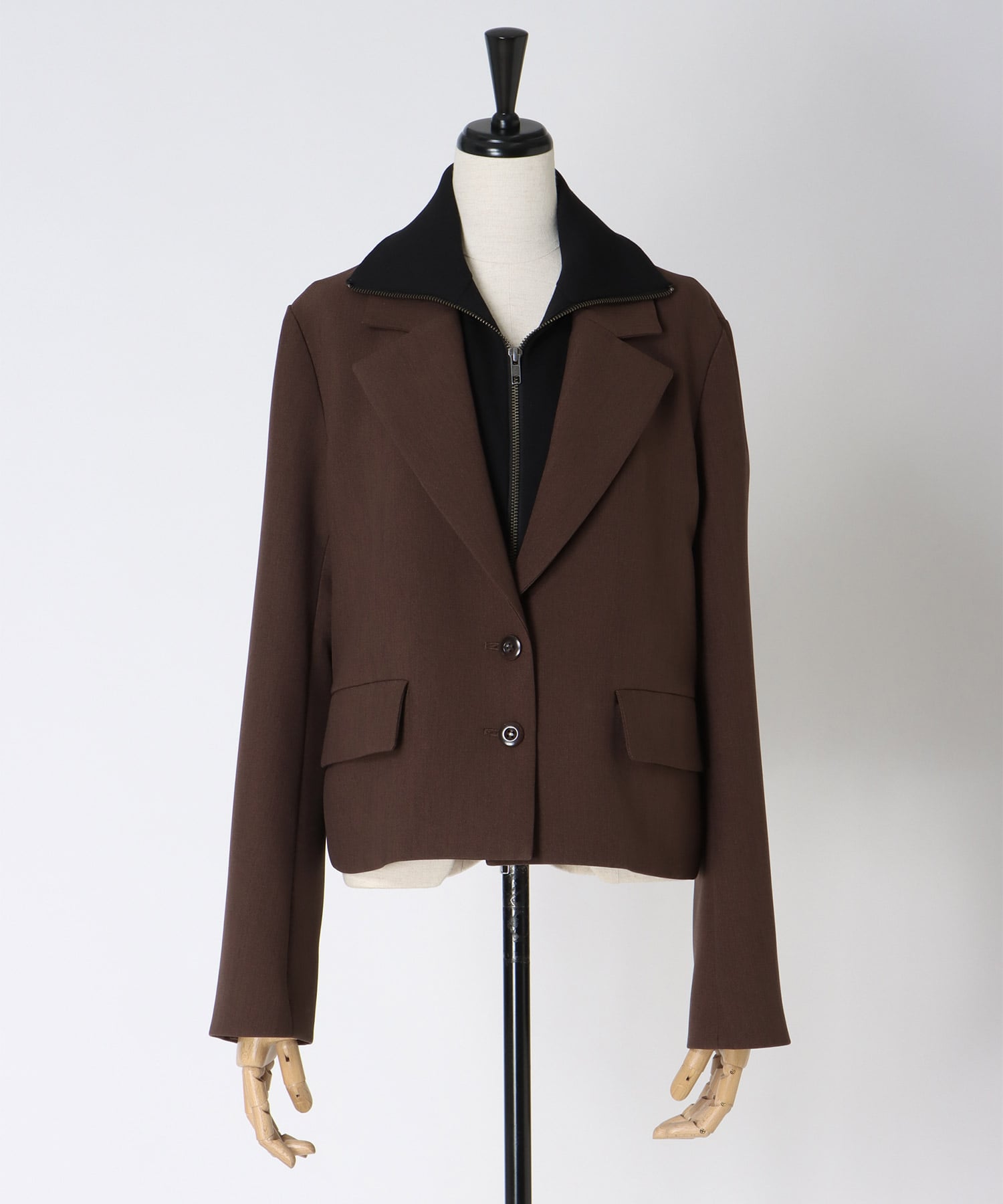 attachable knit collar short jacket