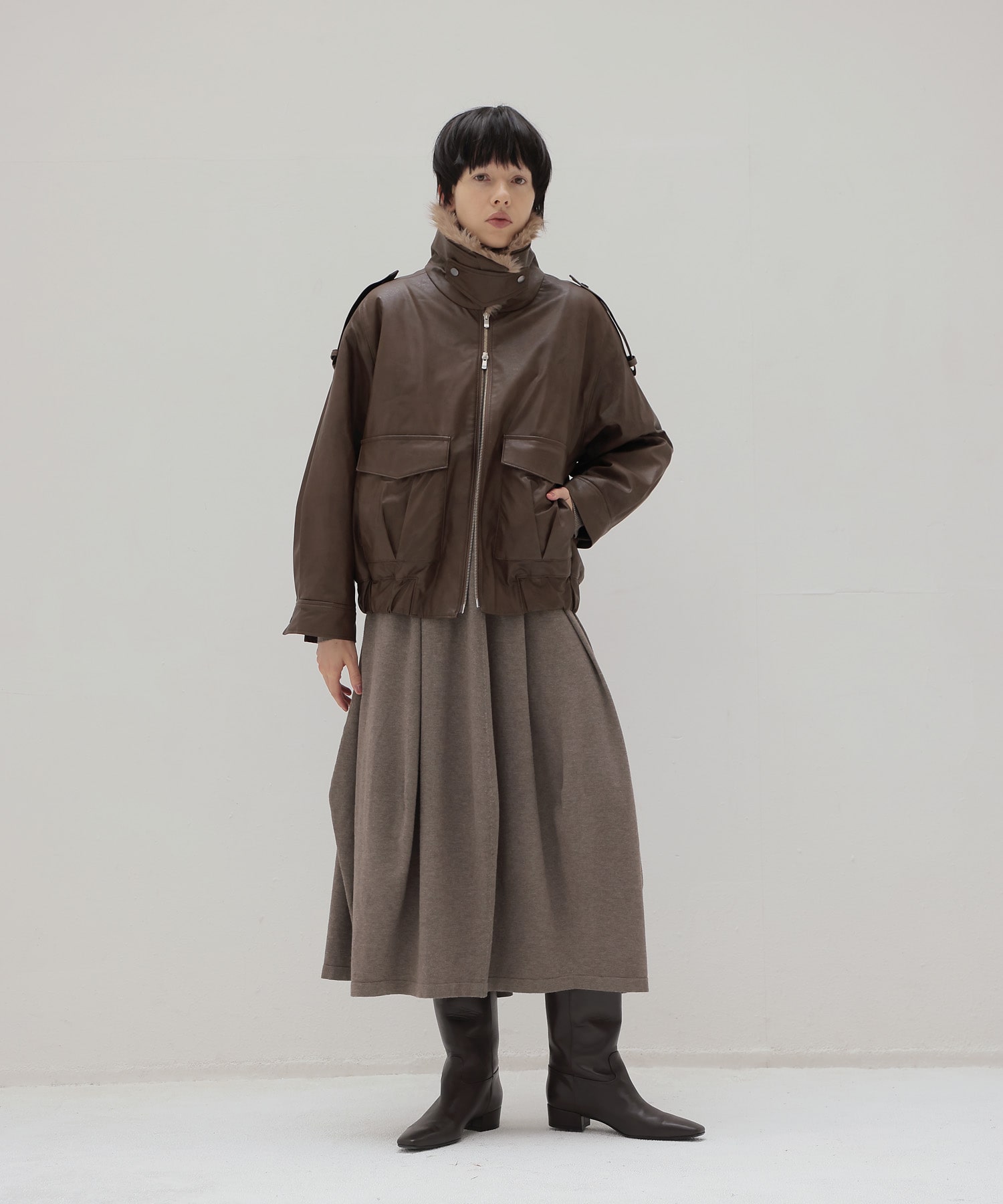 ≪EXCLUSIVE≫ detachable fur collar bomber jacket