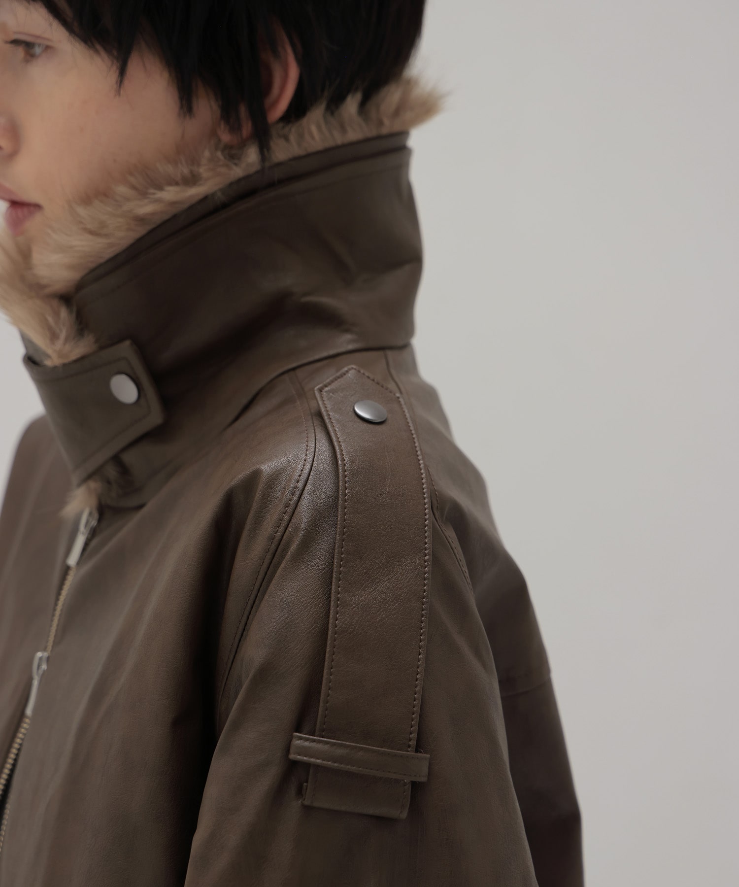≪EXCLUSIVE≫ detachable fur collar bomber jacket
