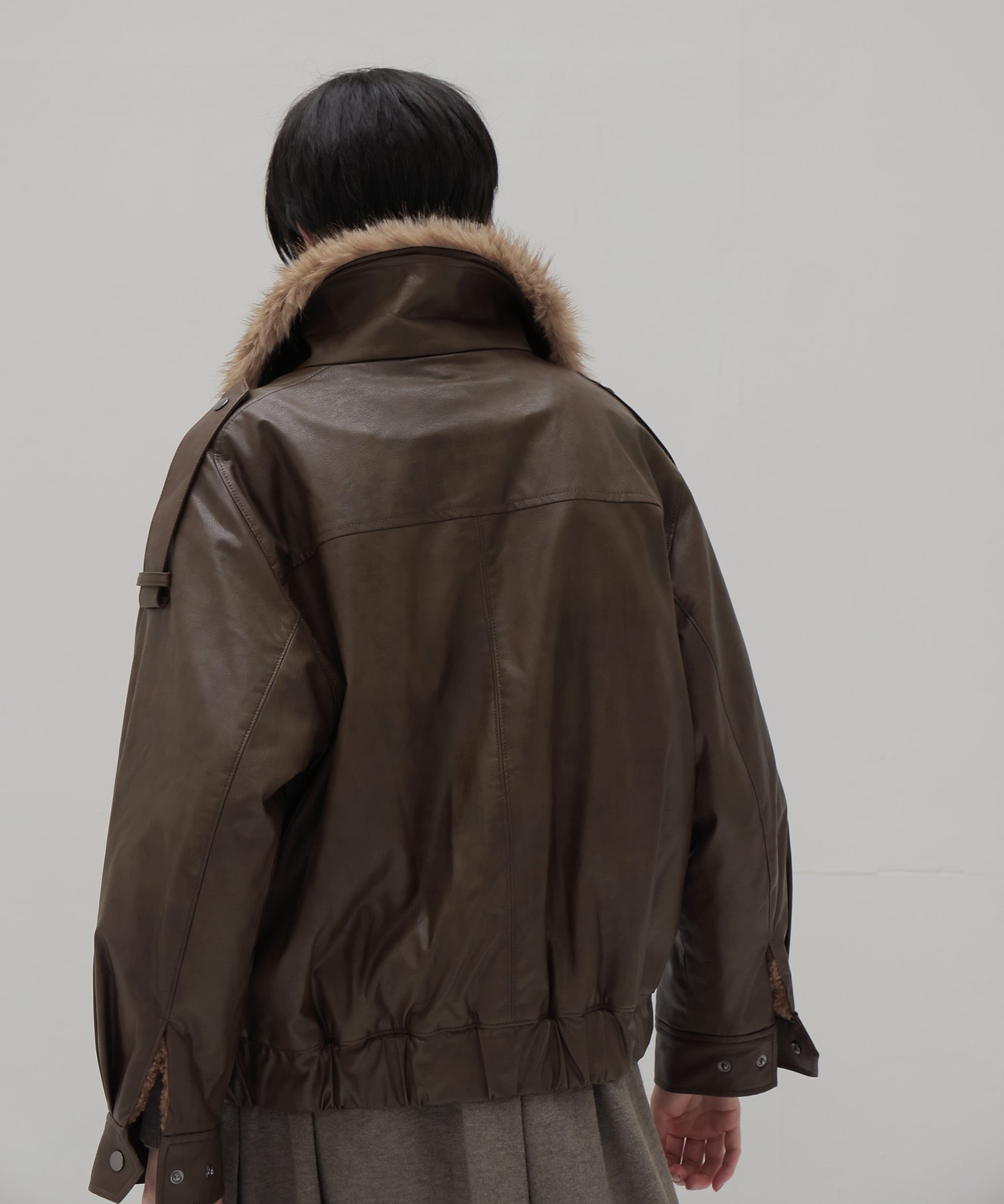 ≪EXCLUSIVE≫ detachable fur collar bomber jacket