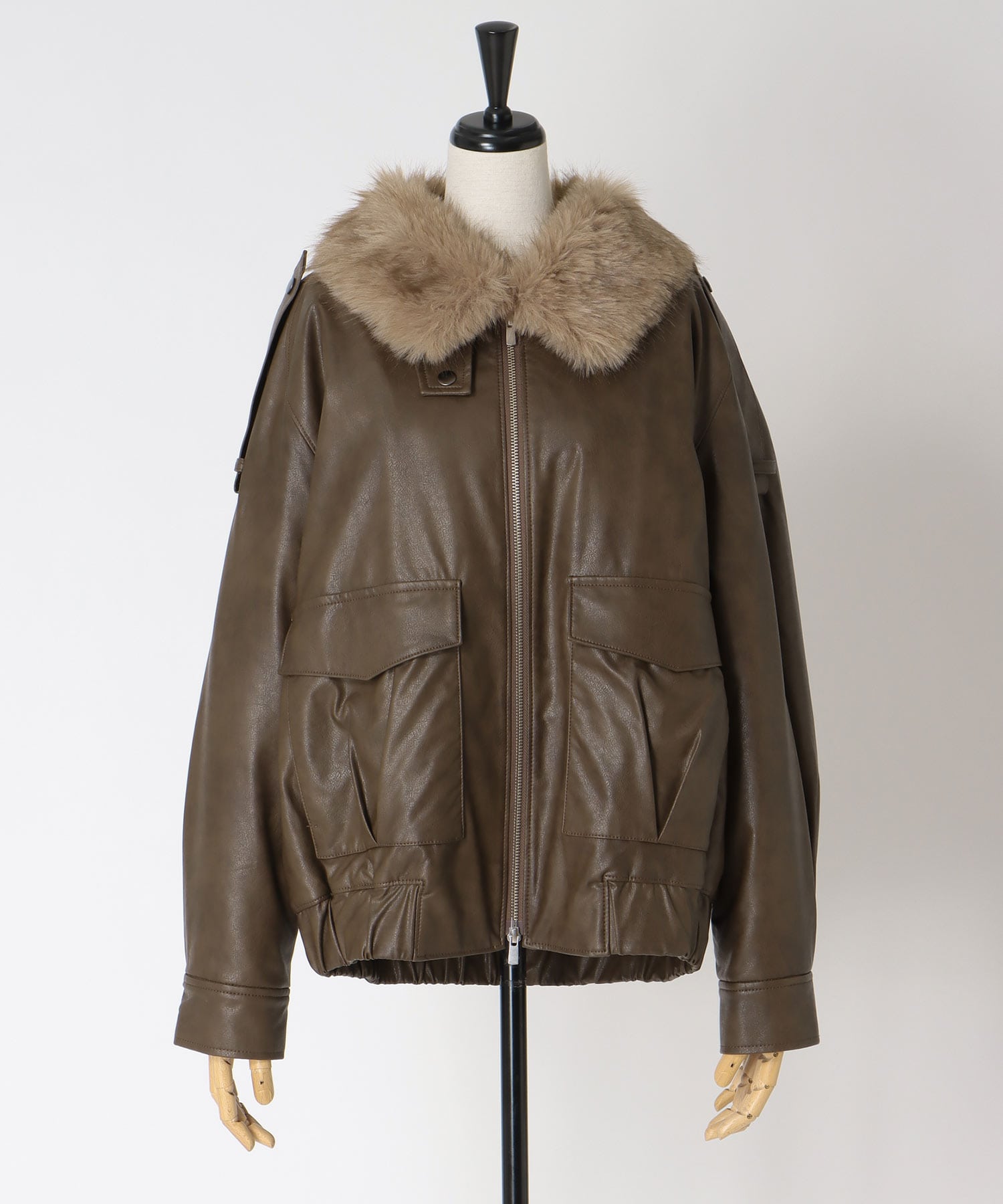 ≪EXCLUSIVE≫ detachable fur collar bomber jacket