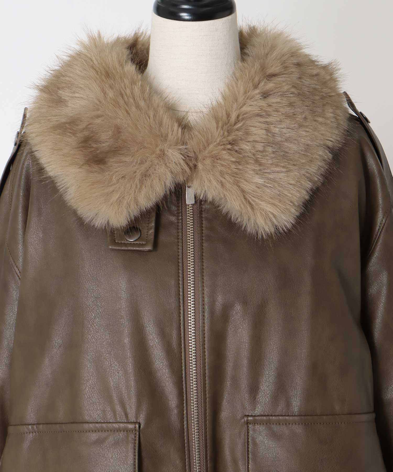 ≪EXCLUSIVE≫ detachable fur collar bomber jacket