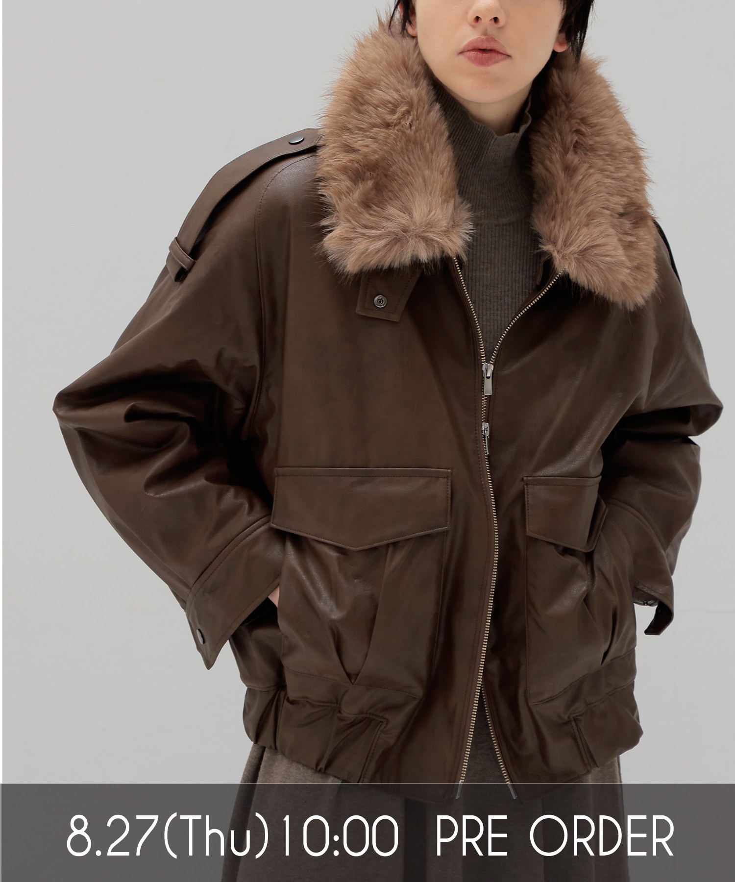 ≪EXCLUSIVE≫ detachable fur collar bomber jacket