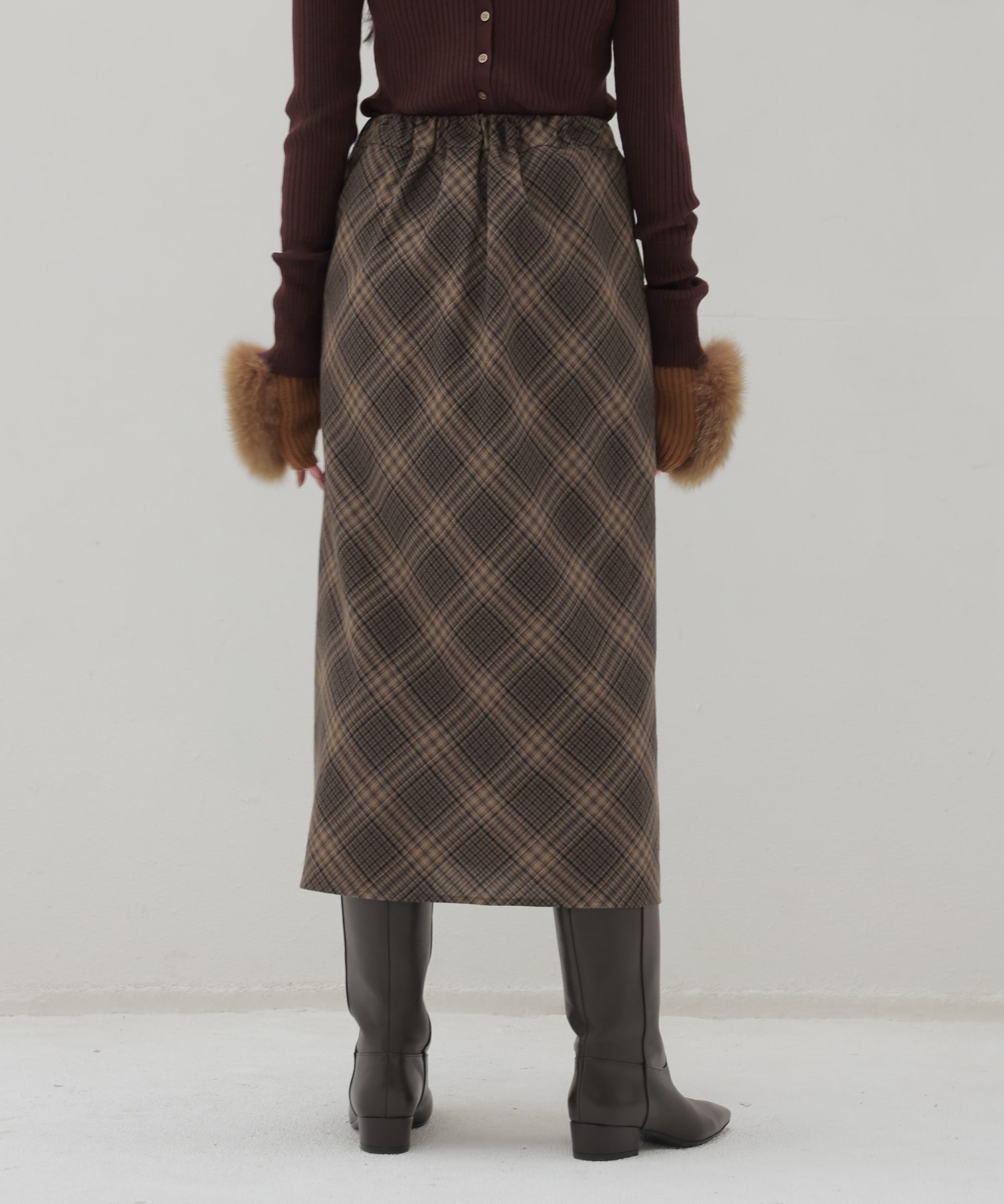 knot design check skirt