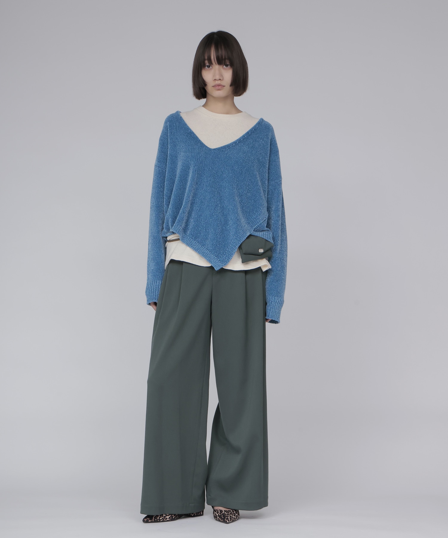 wool chino wide trousers