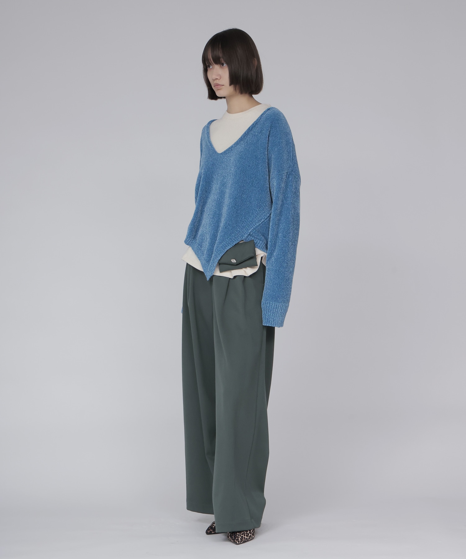 wool chino wide trousers
