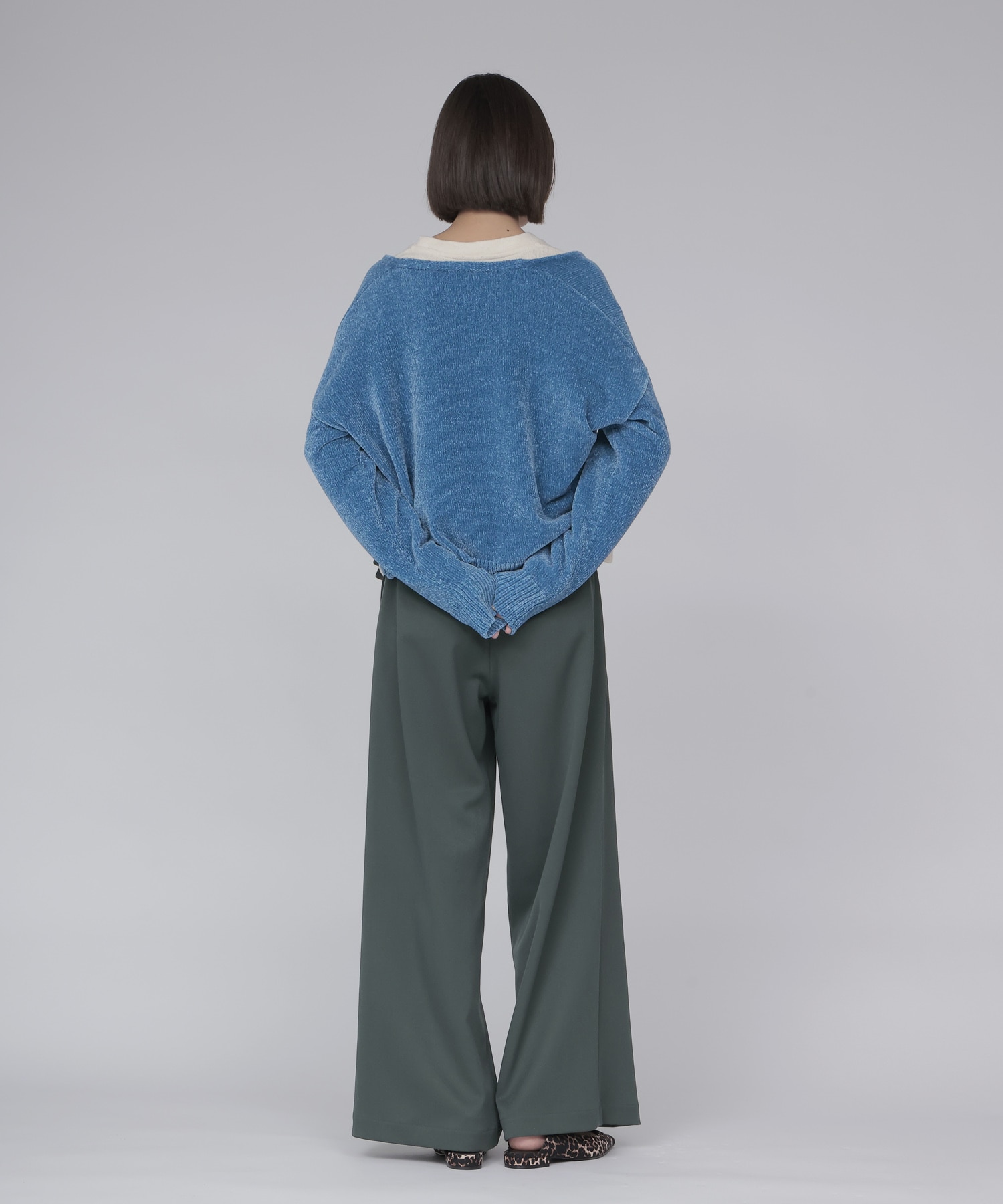 wool chino wide trousers