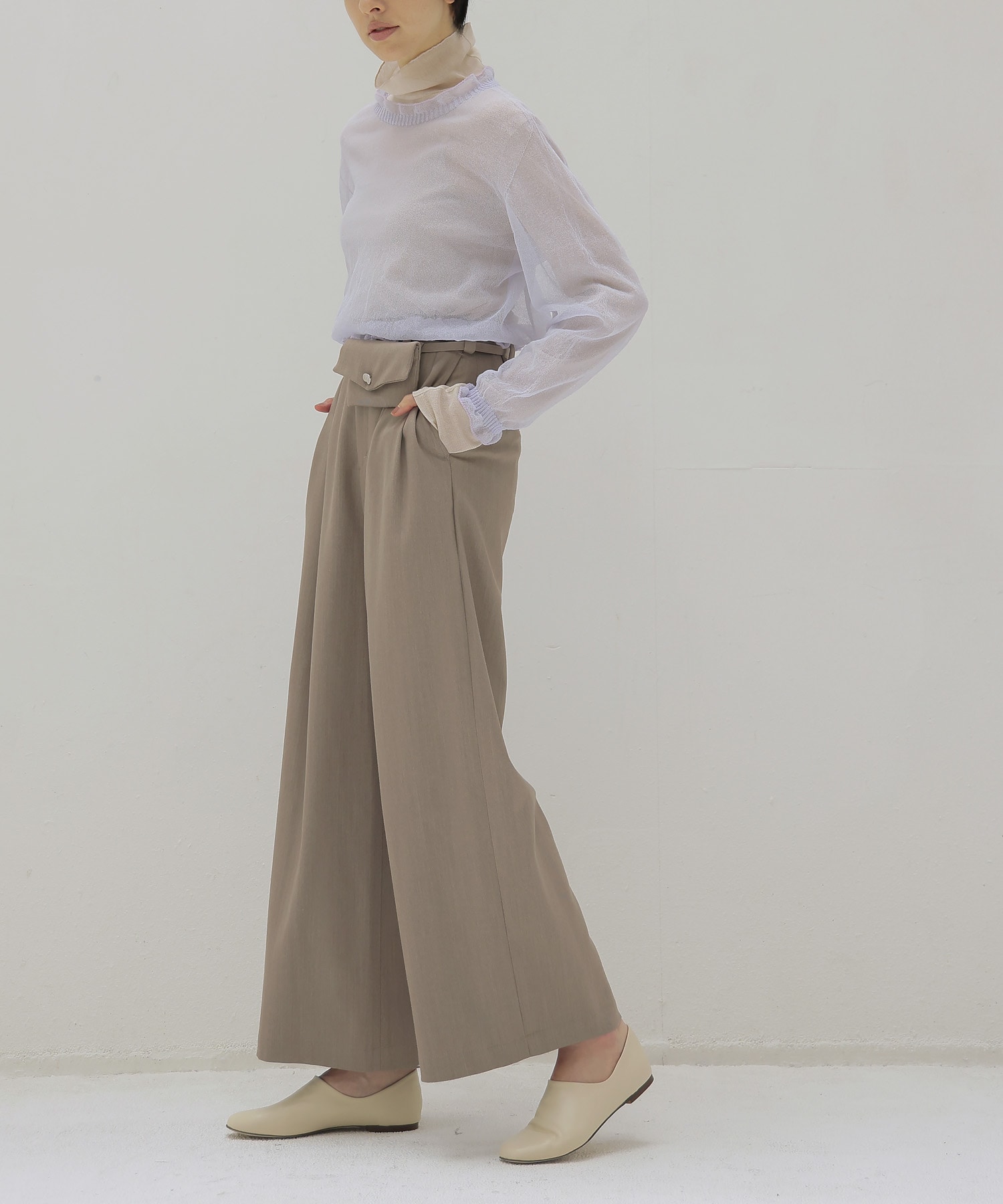 wool chino wide trousers