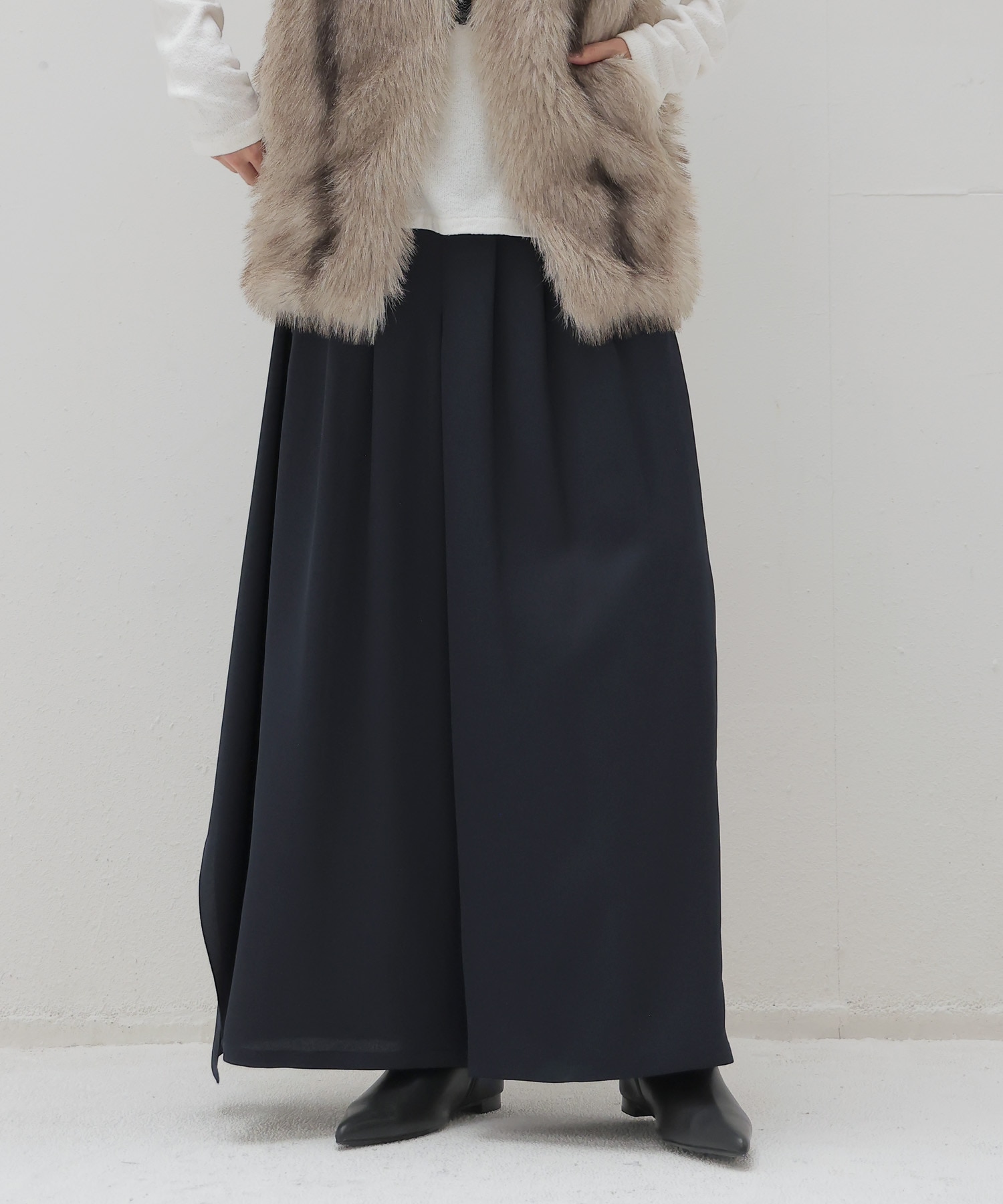 classy tuck asymmetry drape pants