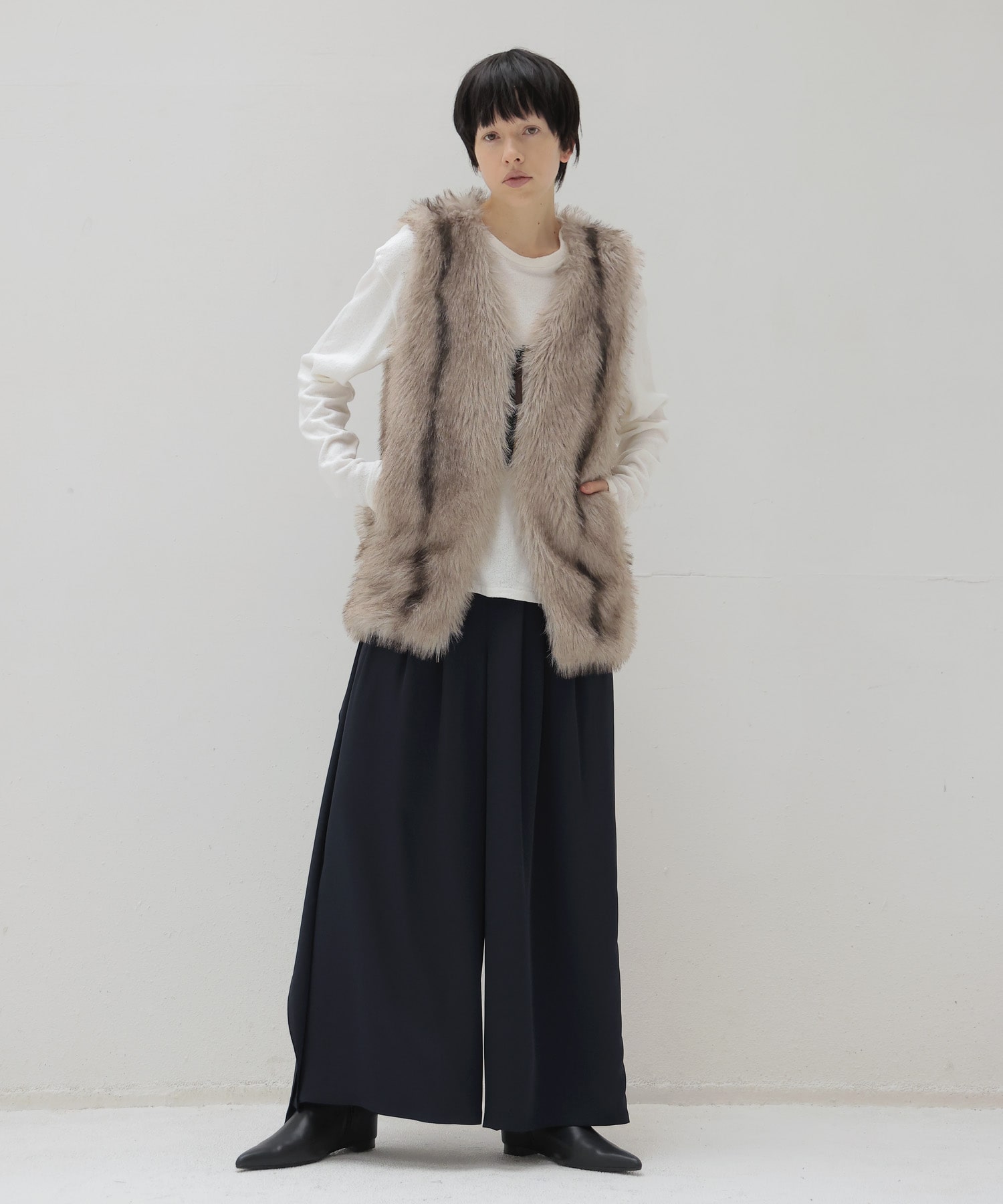 classy tuck asymmetry drape pants