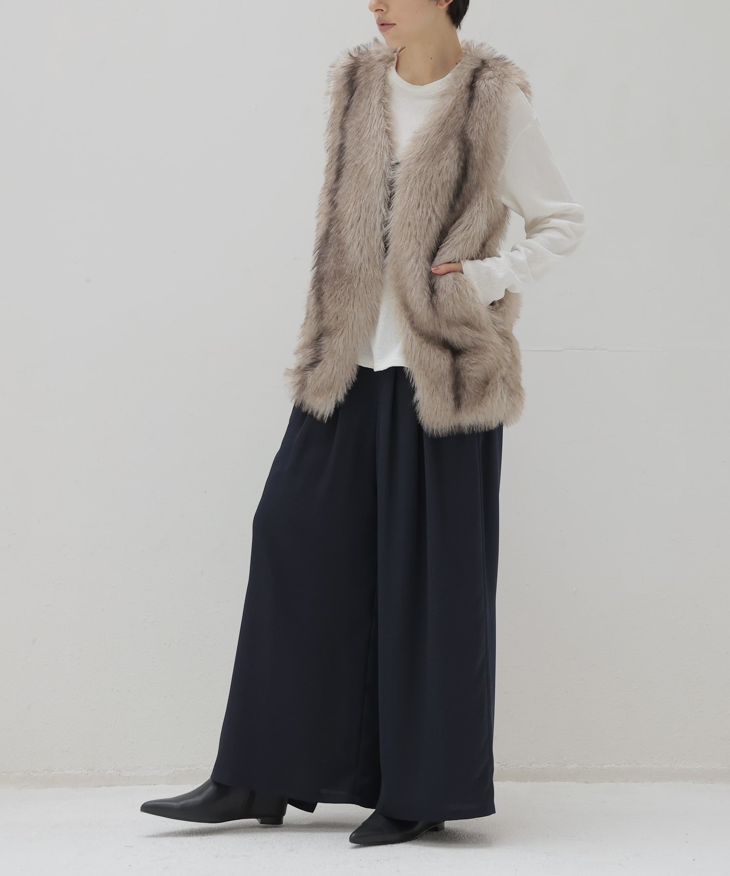 classy tuck asymmetry drape pants