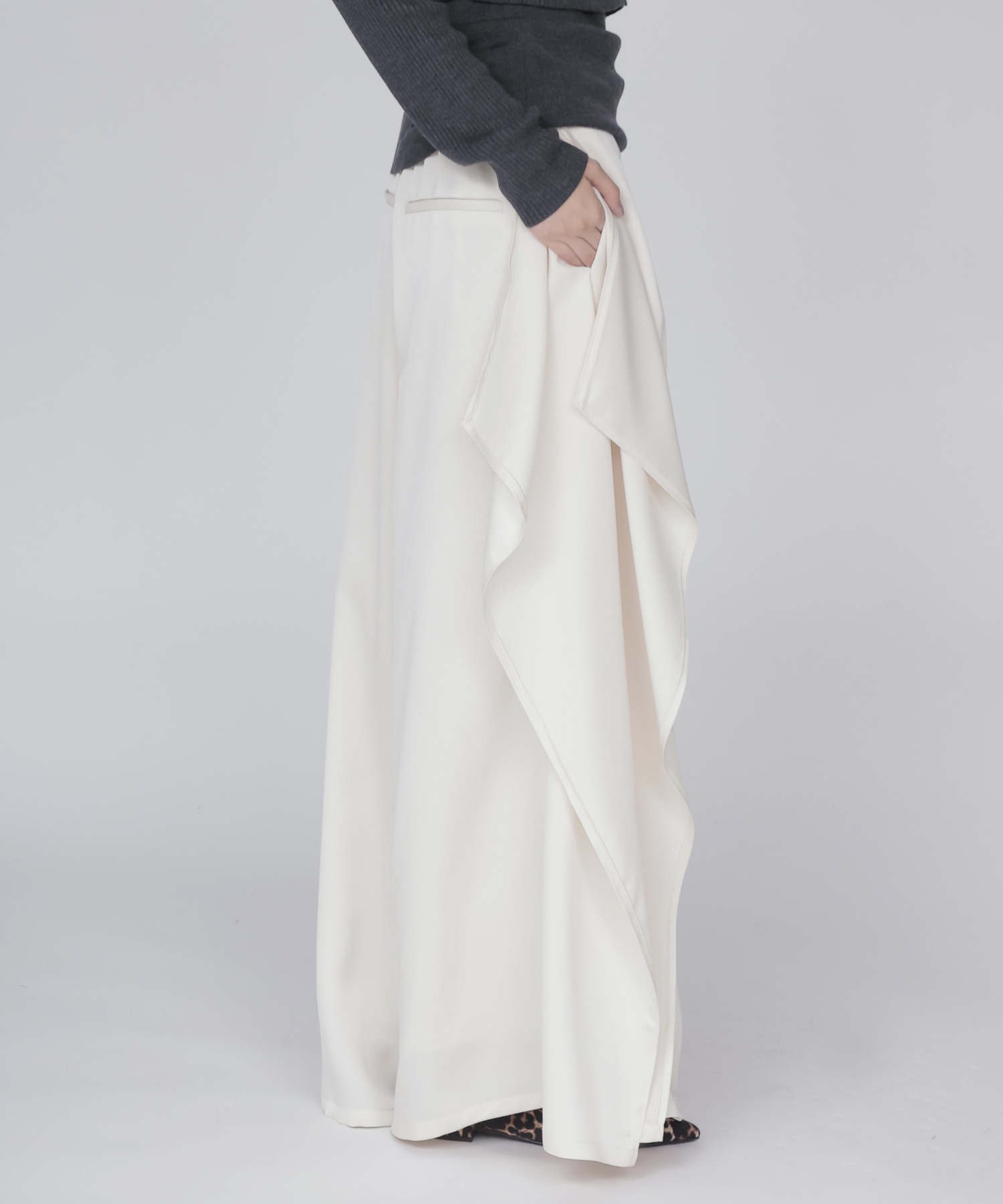 classy tuck asymmetry drape pants
