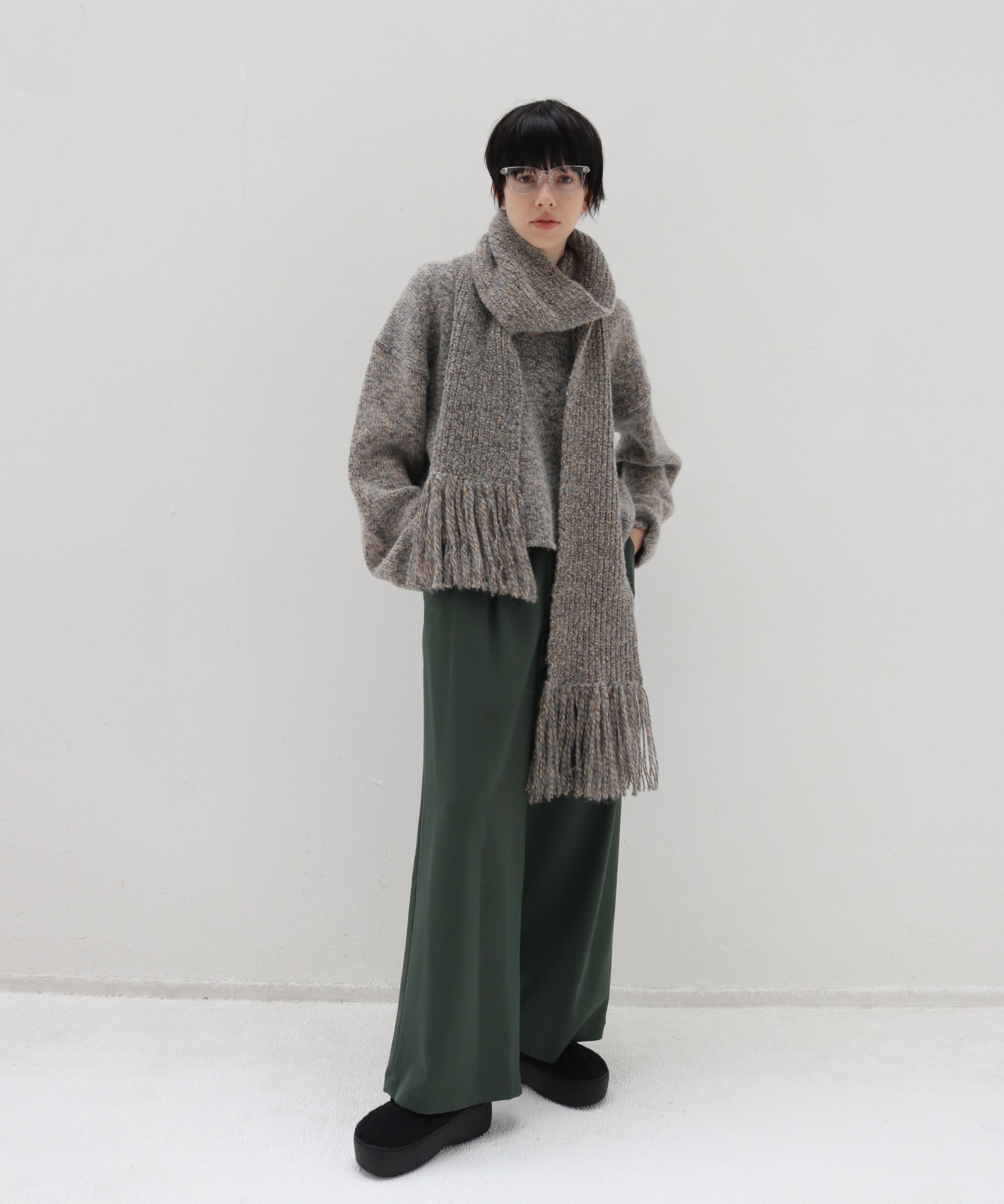 scarf-Vneck pullover